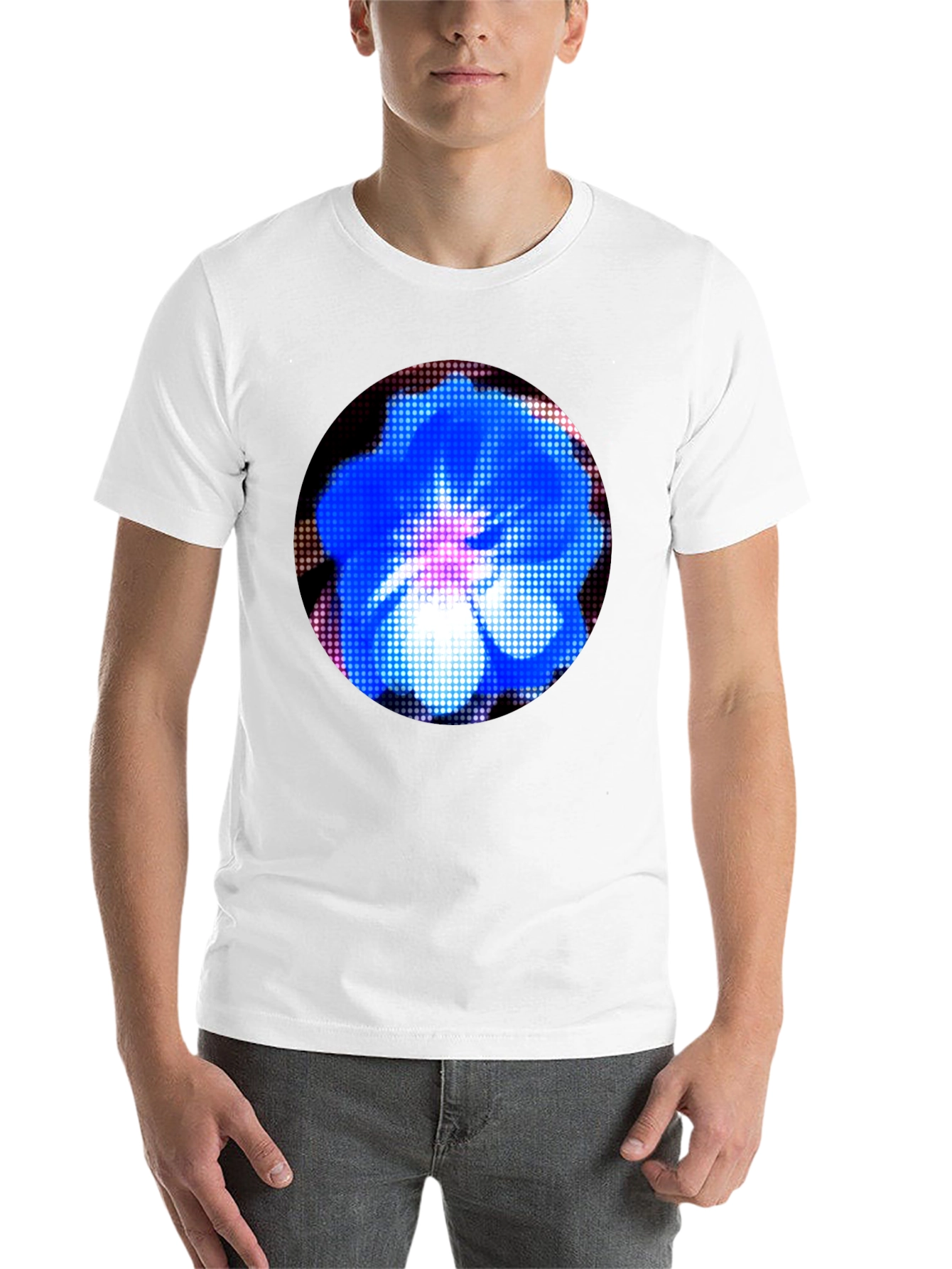 Black Blue Flower Graphic Black T-Shirt view 14
