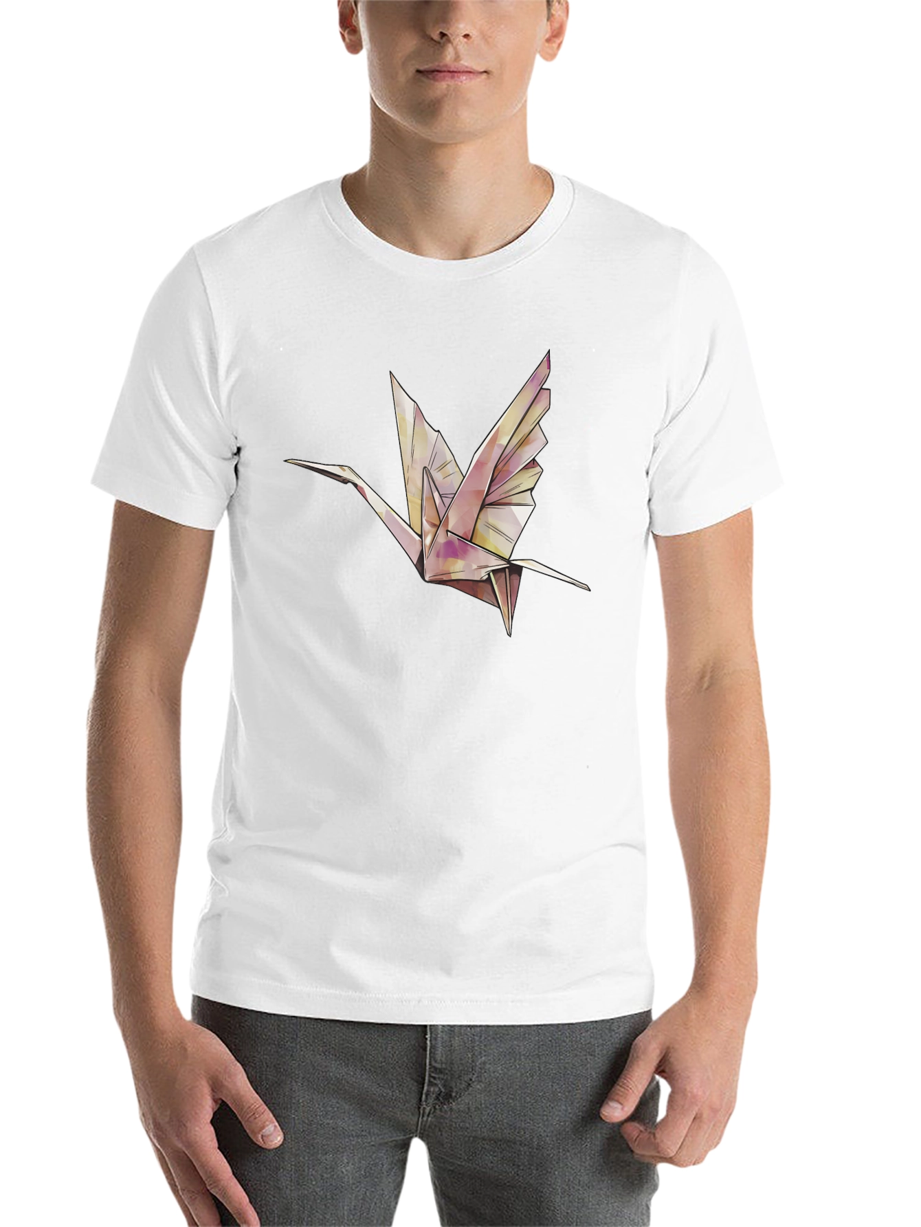 Black Origami Crane Graphic Tee - Stylish Black T-Shirt view 14