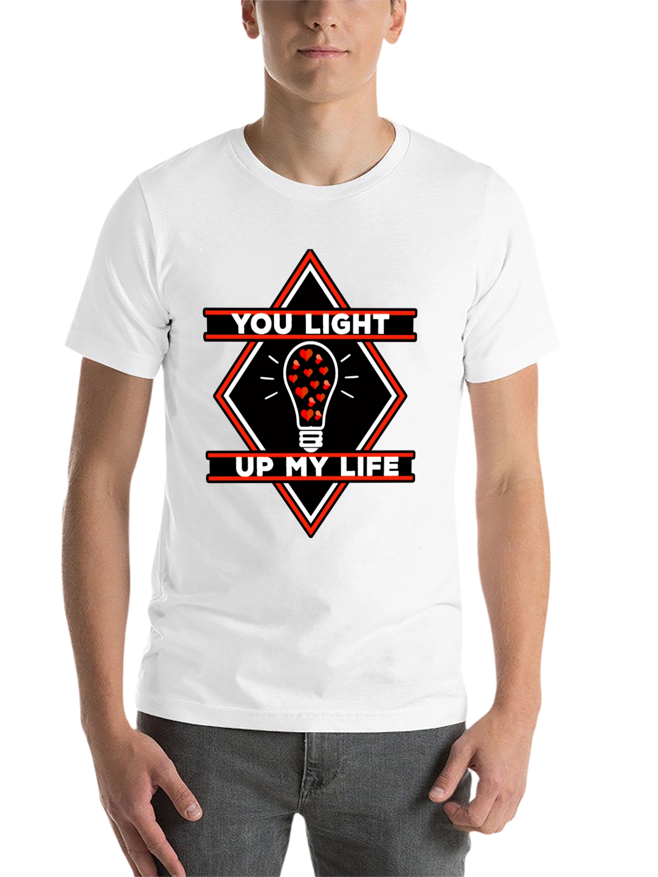 Black Romantic Love You Light Up My Life Graphic T-Shirt view 14