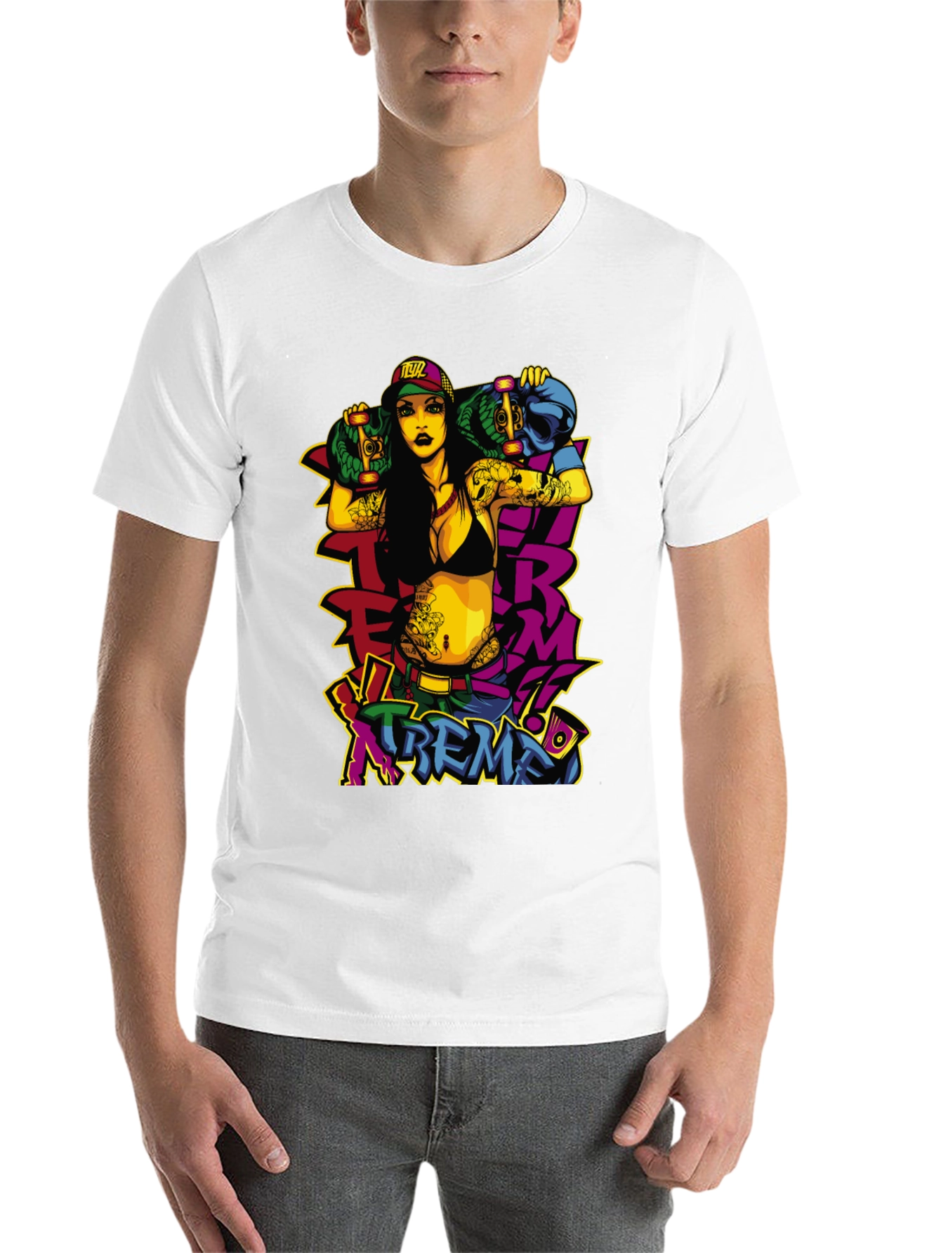 Black Edgy Skateboard Graphic Tee - XTREME Style view 14