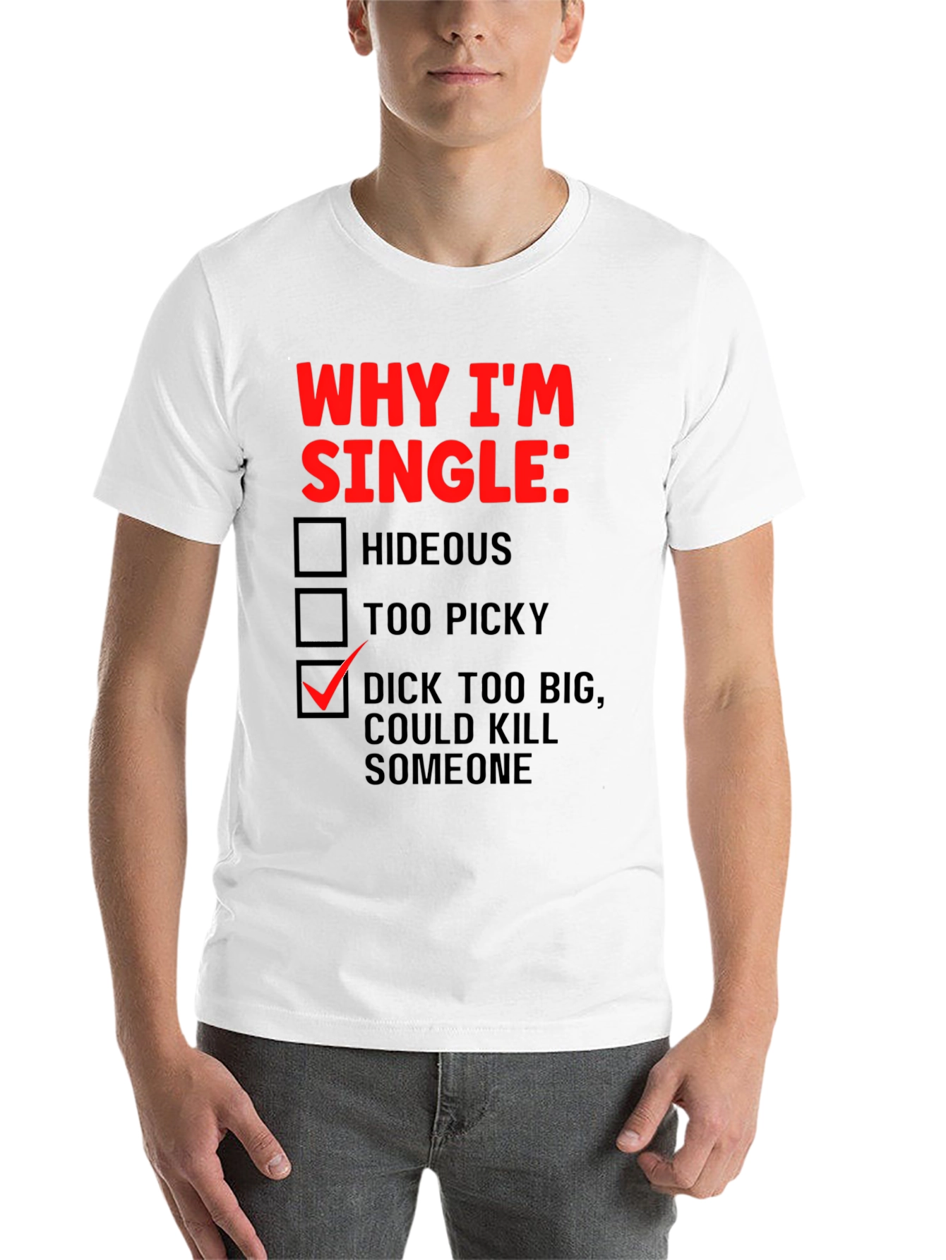 Black Funny Novelty Graphic T-Shirt - Why I'm Single view 14
