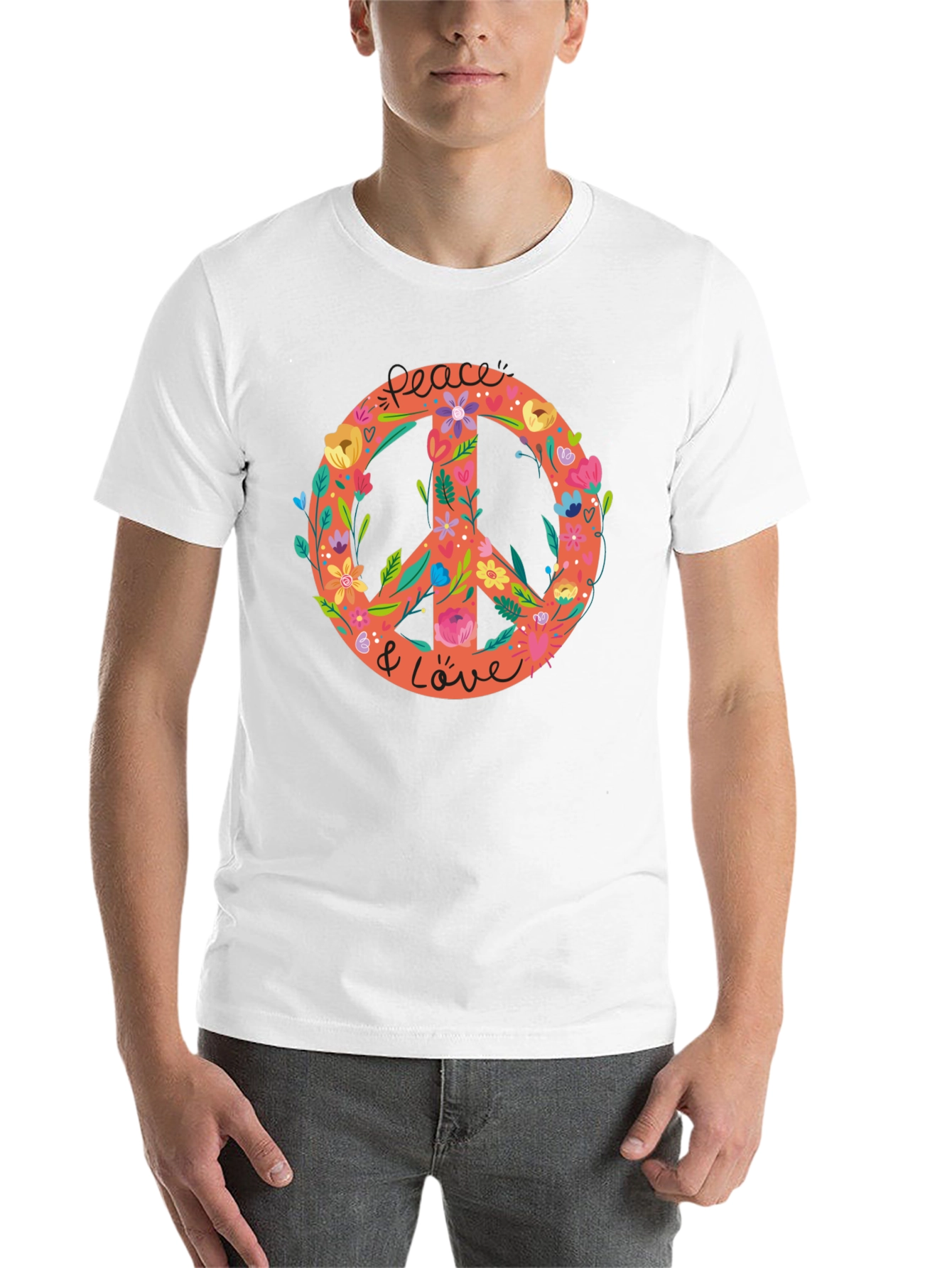 Black Peace & Love Floral Graphic Tee view 14