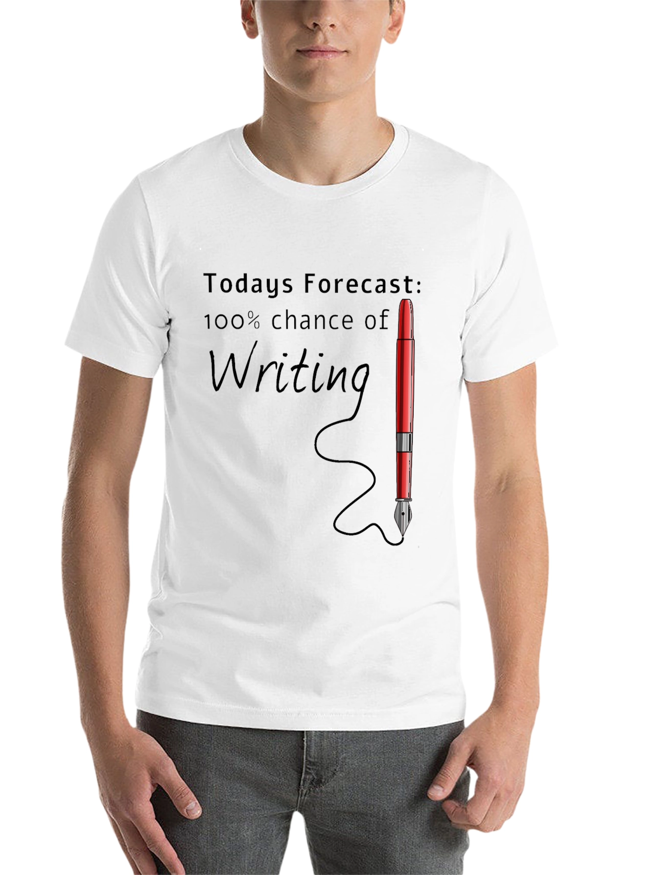 Black Writer's Forecast T-Shirt - 100% Chance of Writing! view 14