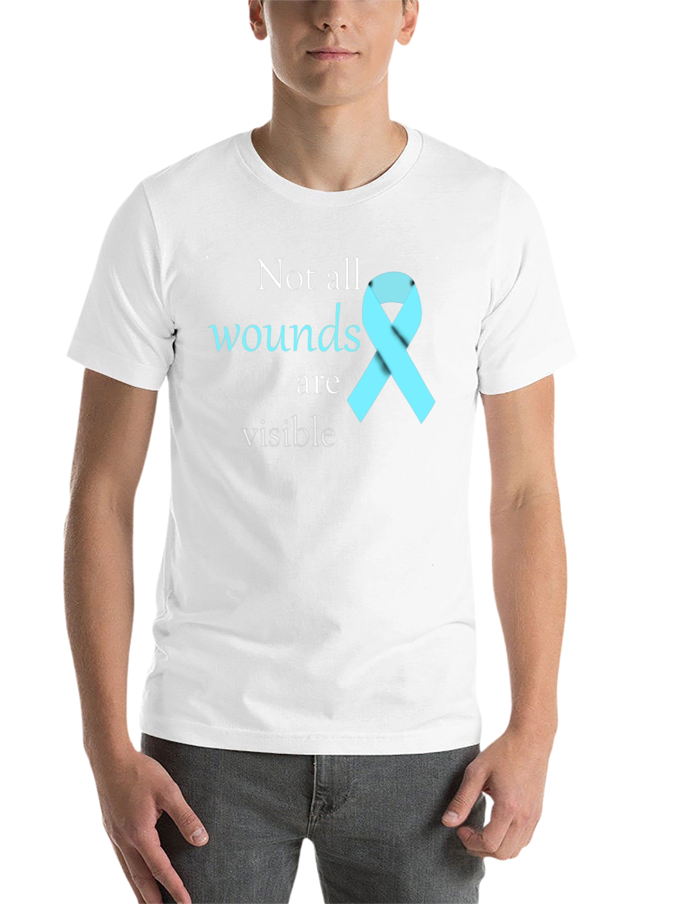 Black Not All Wounds Visible Awareness T-Shirt view 14