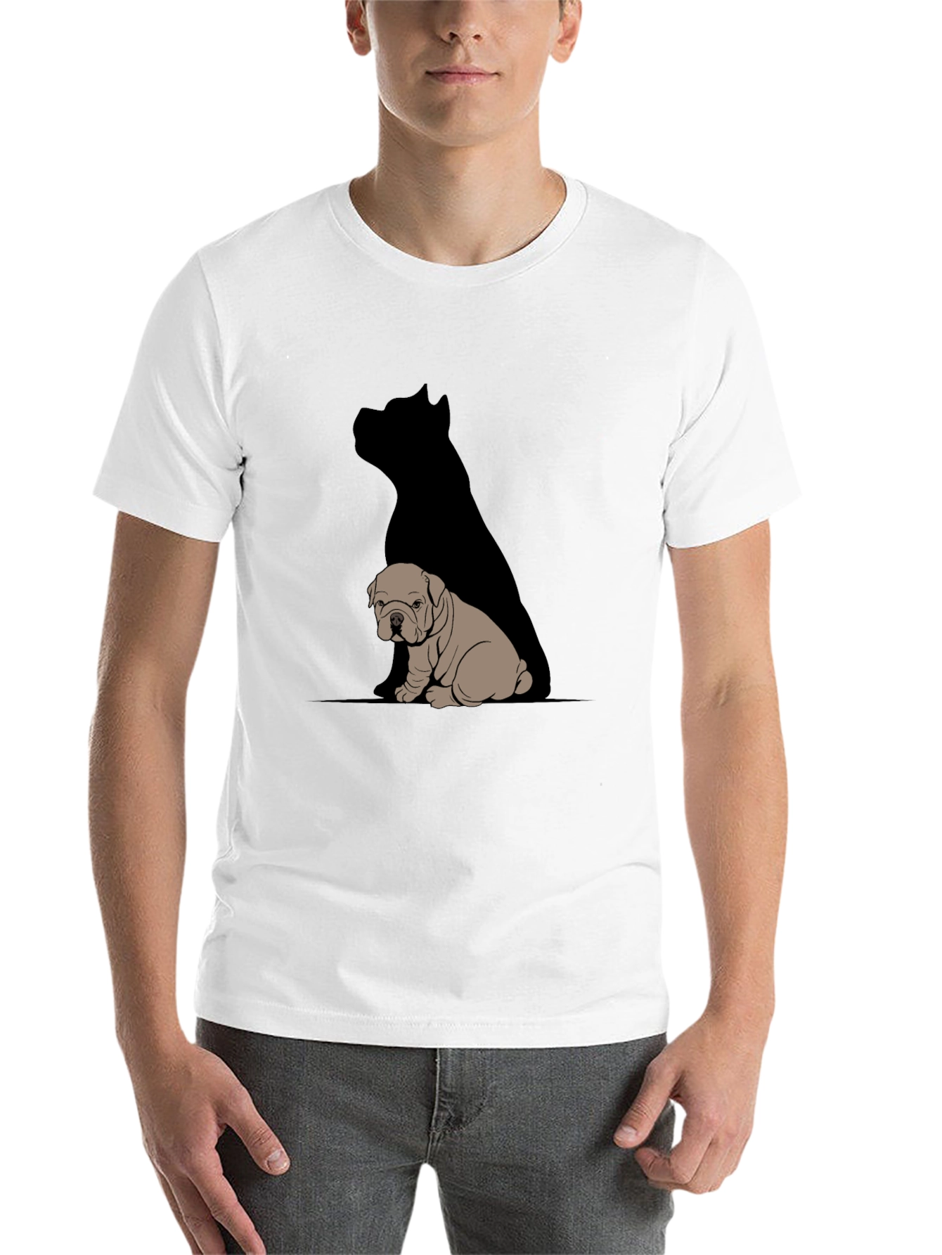 Black Bulldog & Shadow Graphic T-Shirt - Modern Casual Tee view 14