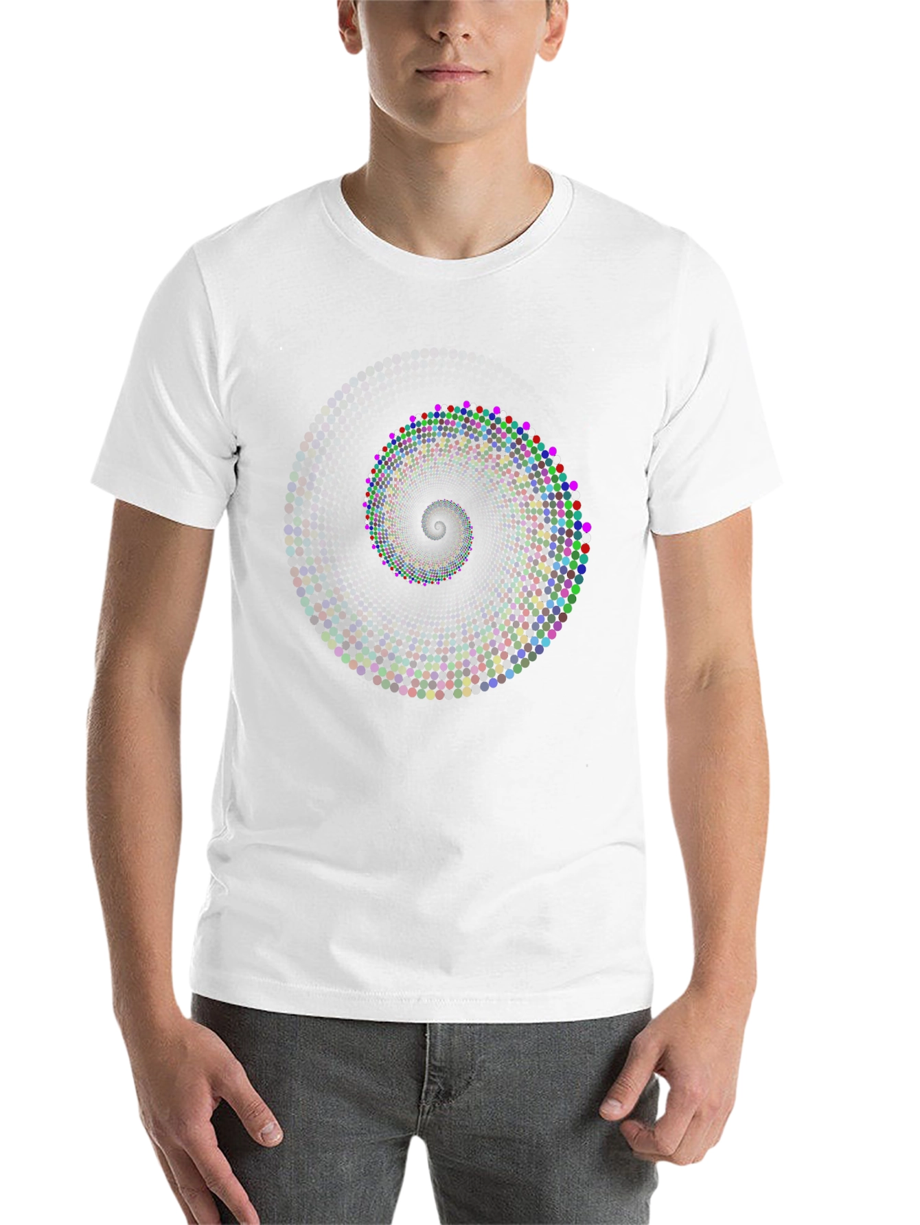 Black Spiral Dot Graphic Black T-Shirt view 14