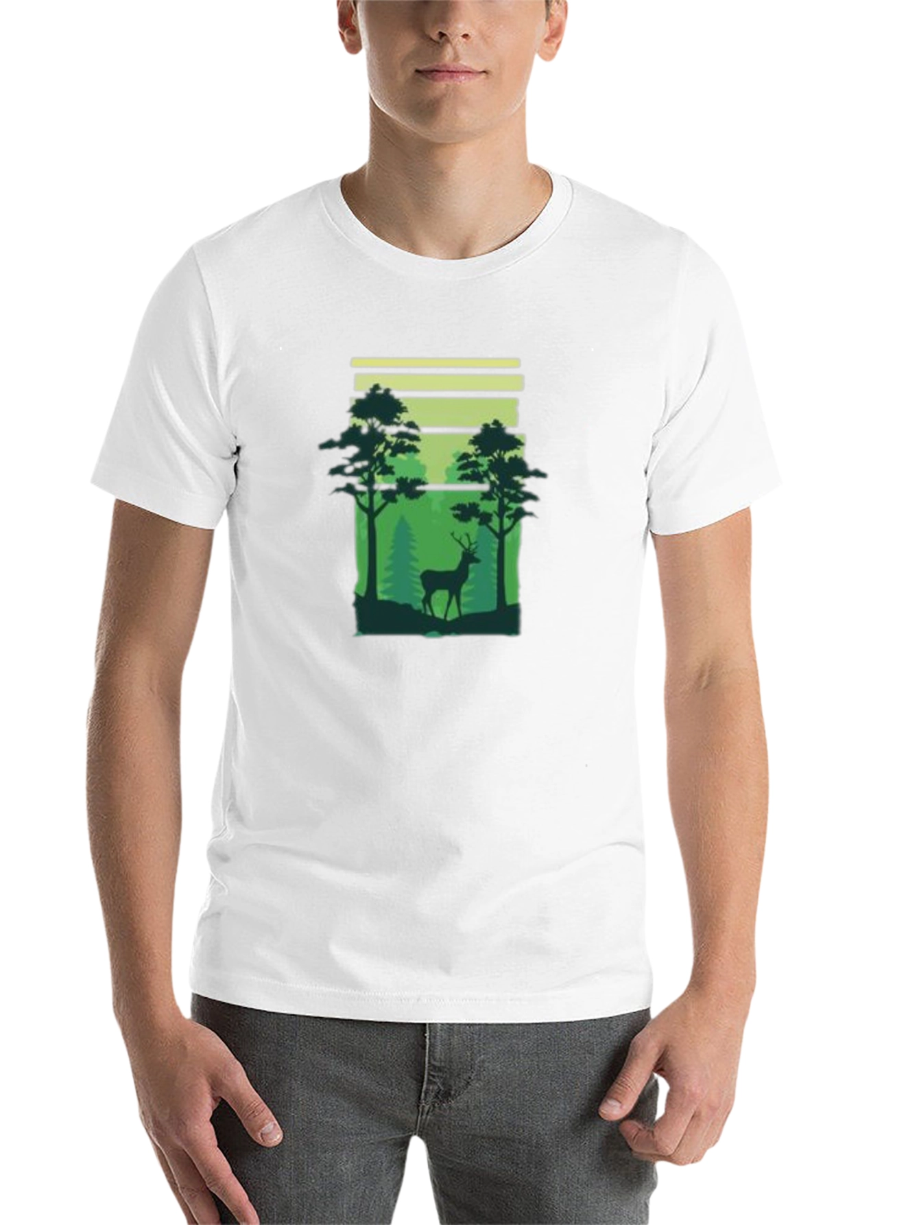 Black Deer in Forest Graphic T-Shirt - Nature Lover Tee view 14
