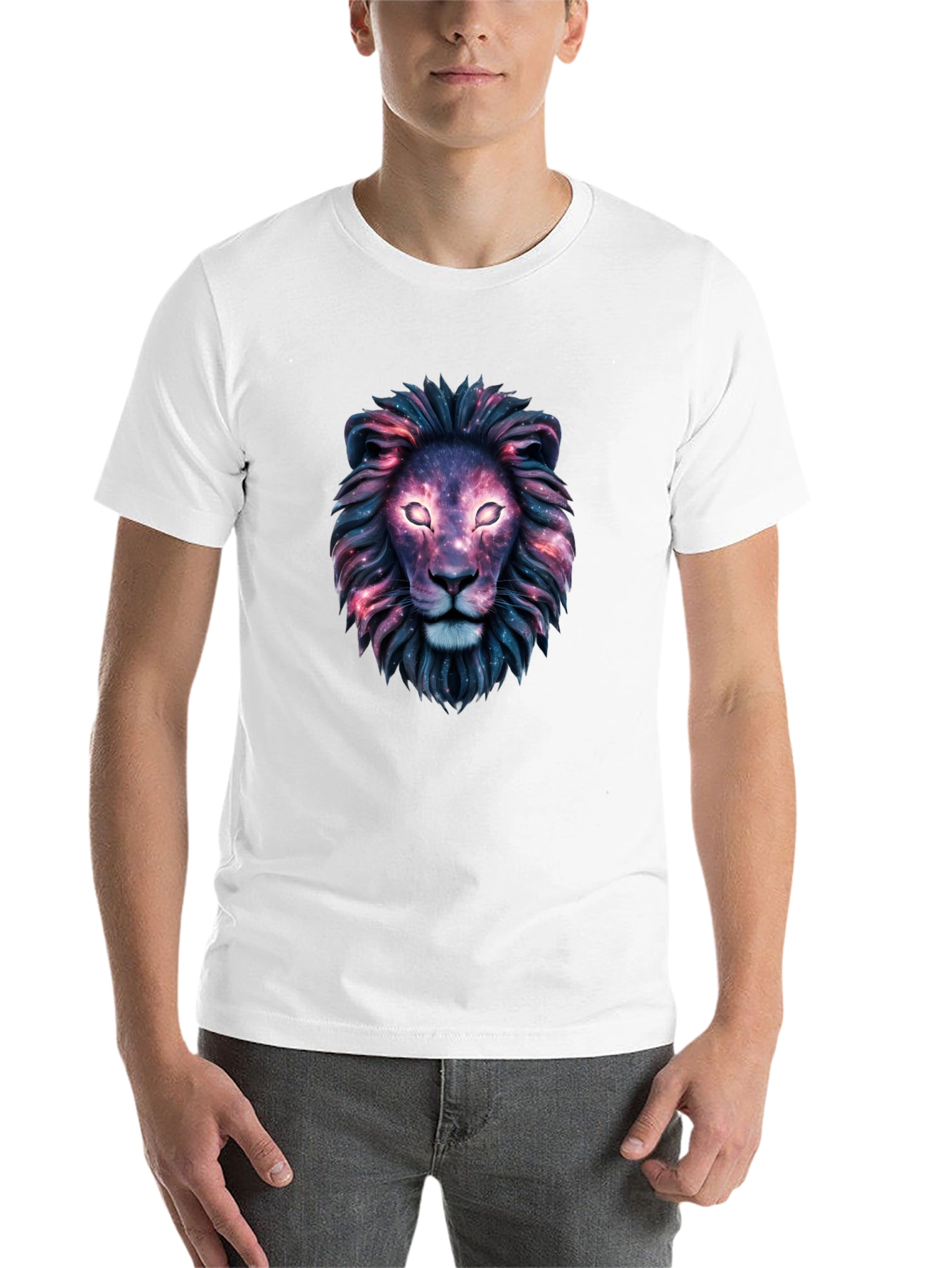 Black Galaxy Lion Graphic Tee - Cosmic Style view 14