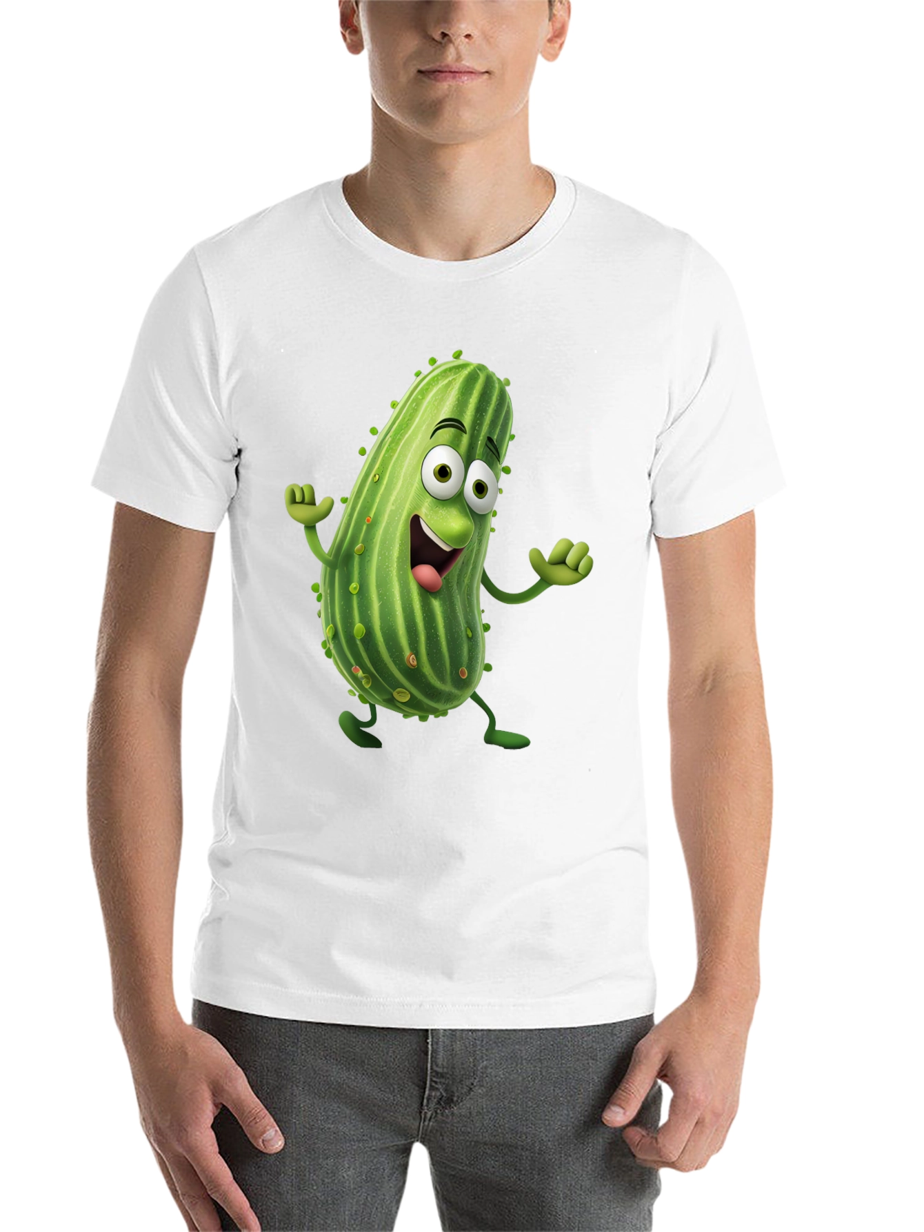 Black Funny Pickle Cartoon Black T-Shirt view 14