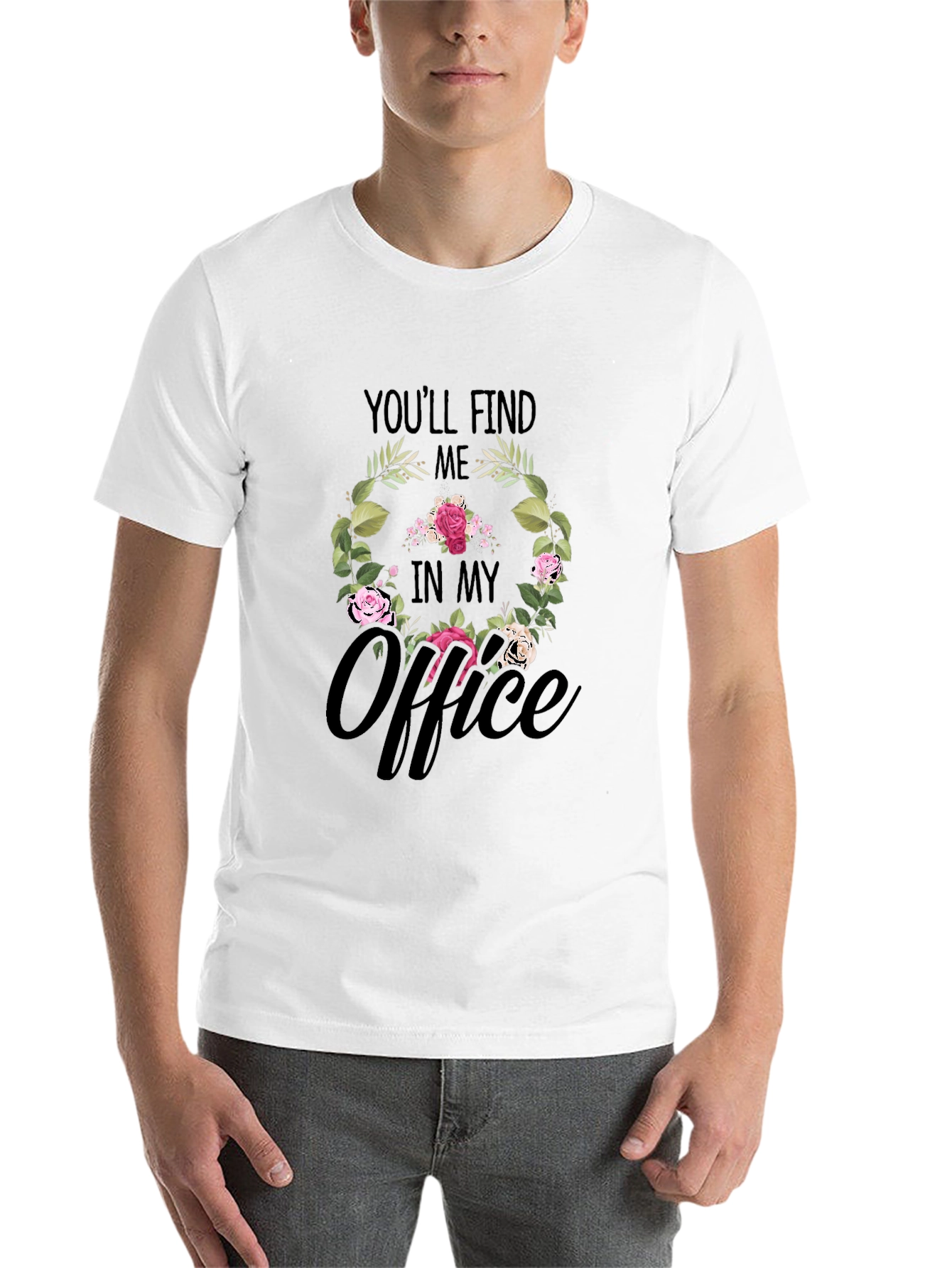 Black Floral Office T-Shirt - Find Me In My Office view 14