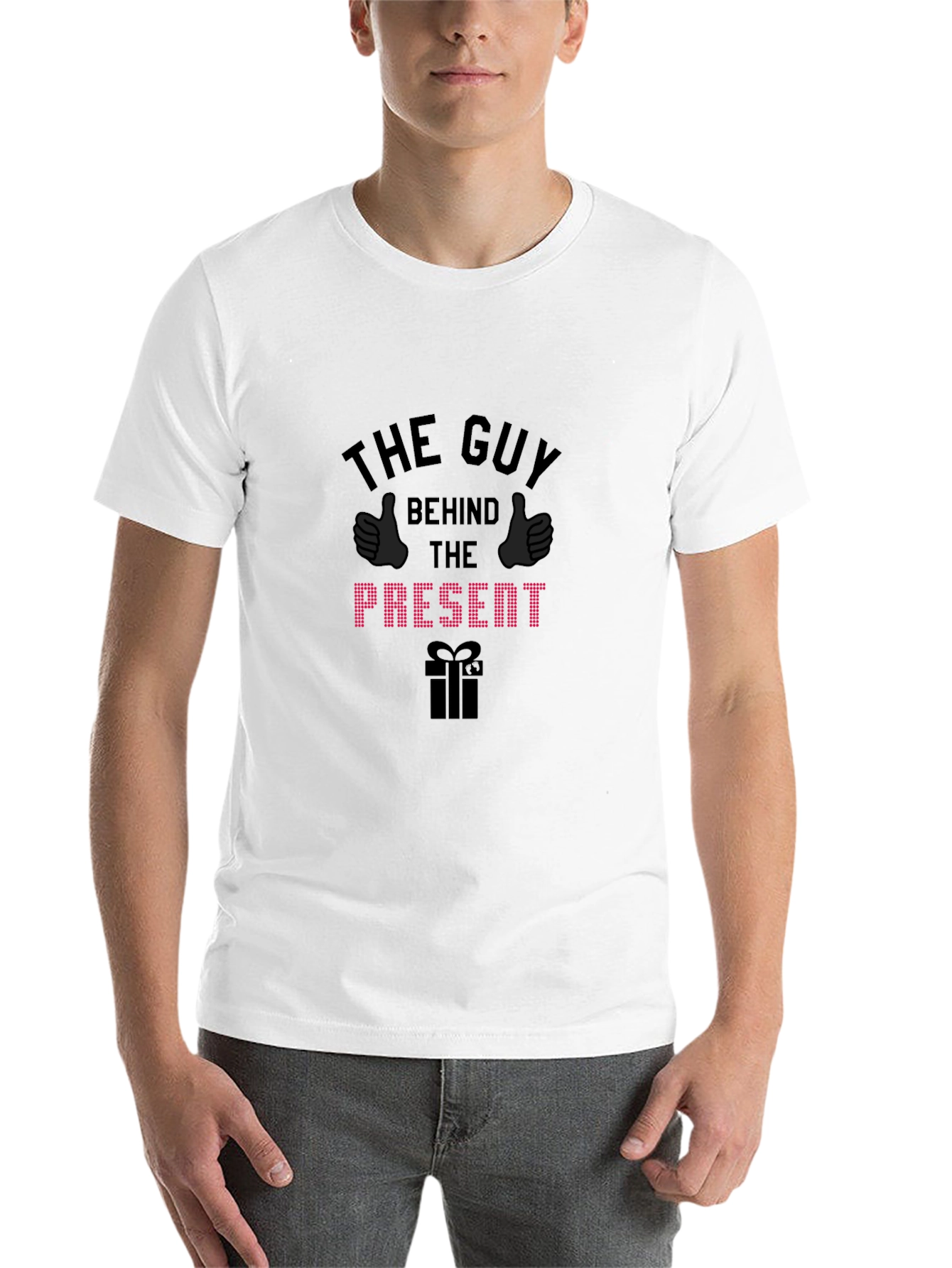 Black The Guy Behind The Present - Novelty Holiday T-Shirt view 14