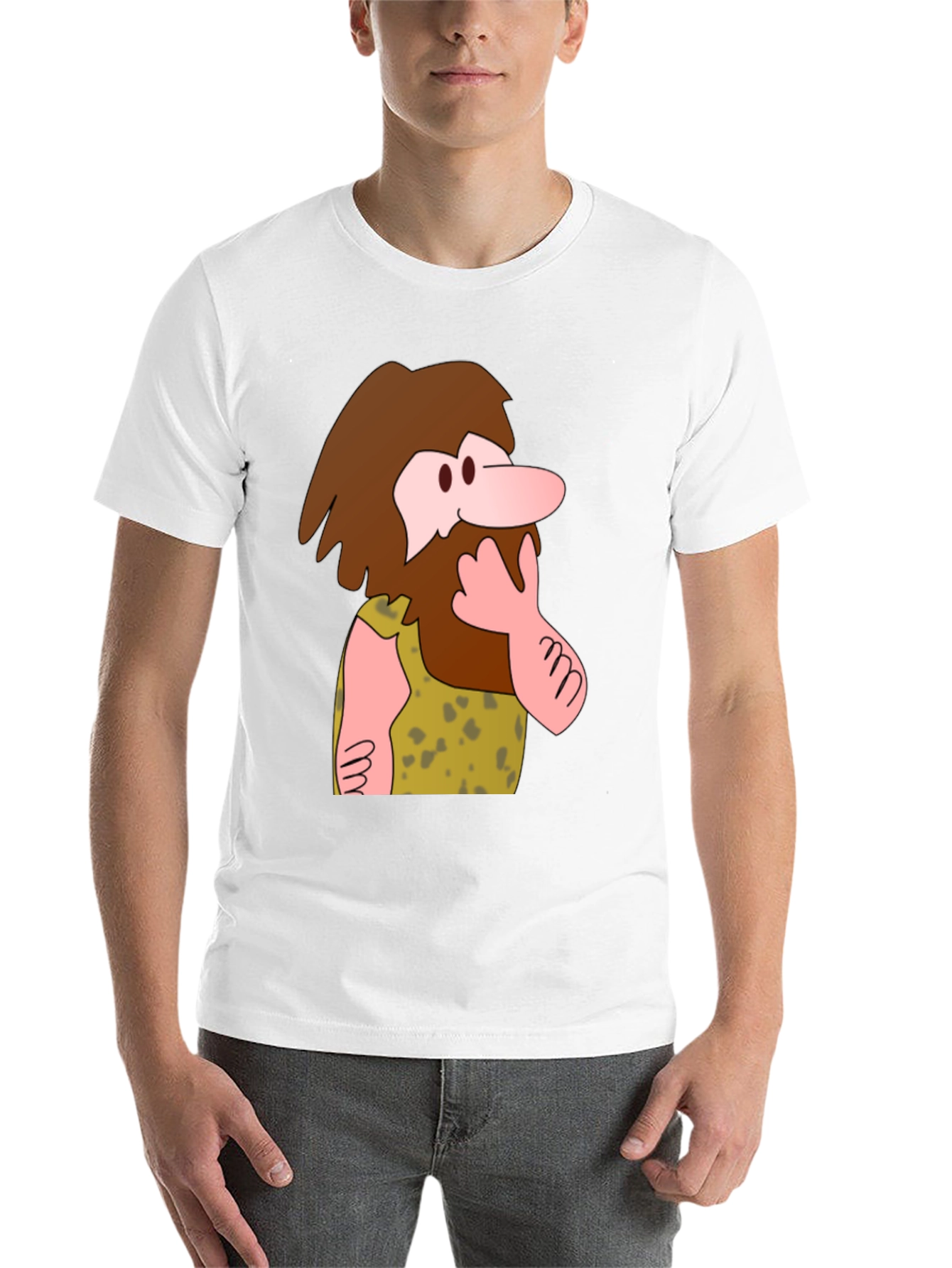 Black Funny Cartoon Caveman Graphic T-Shirt view 14