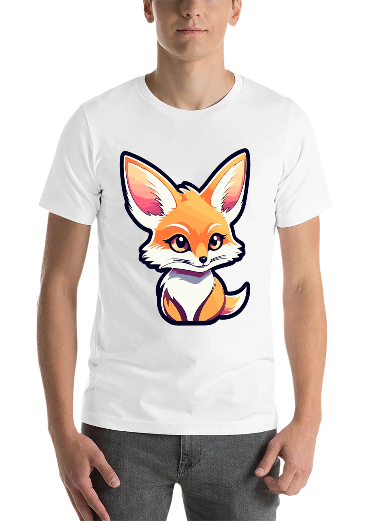Black Cute Fox Graphic Tee - Unisex Black T-Shirt view 14