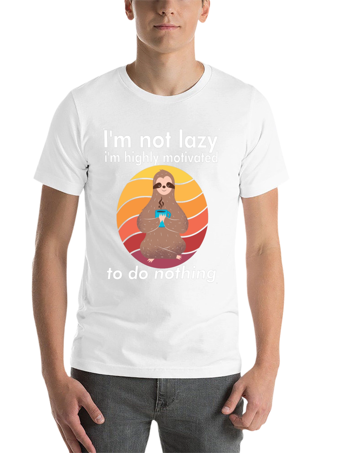 Black Lazy Sloth Graphic Tee - Highly Motivated to do Nothing! view 14