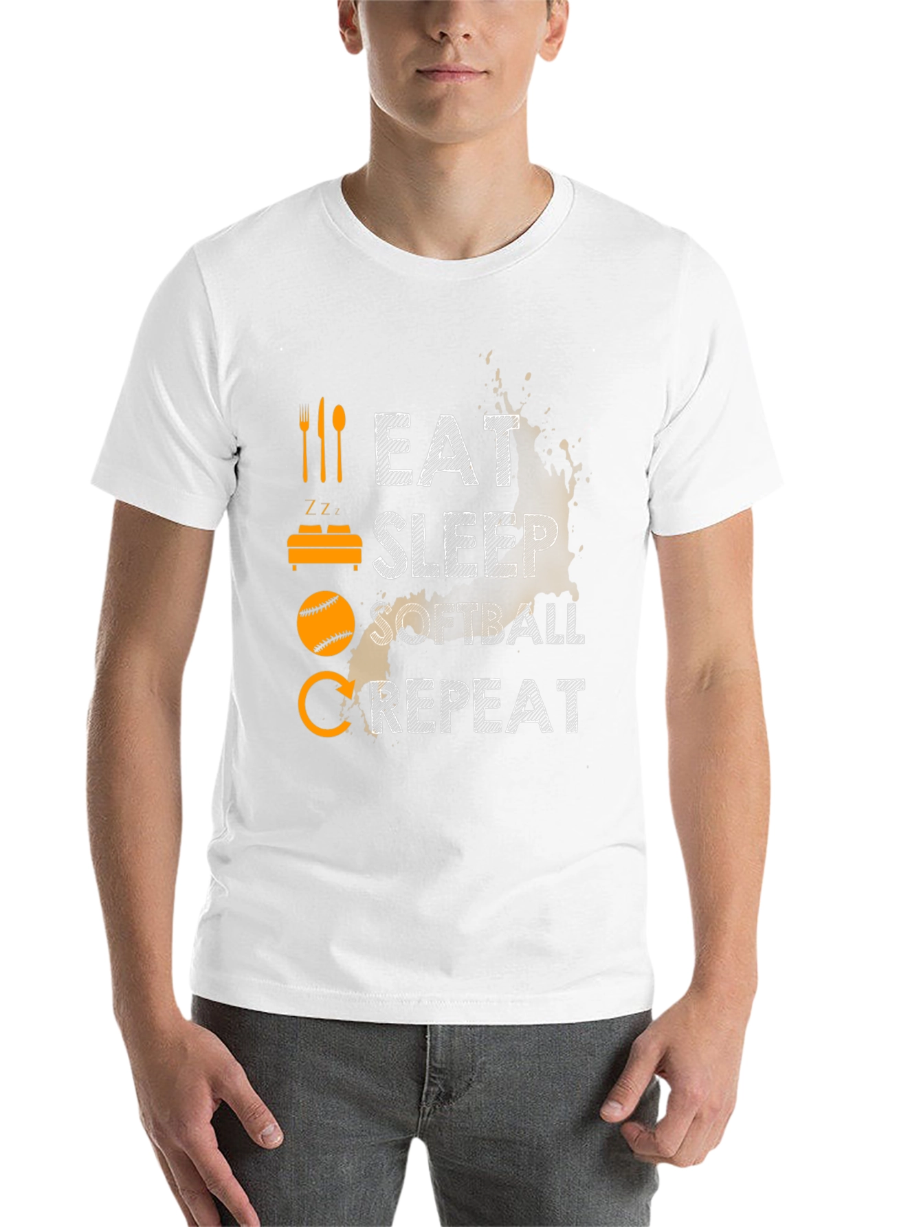 Black Eat Sleep Softball Repeat Graphic T-Shirt view 14