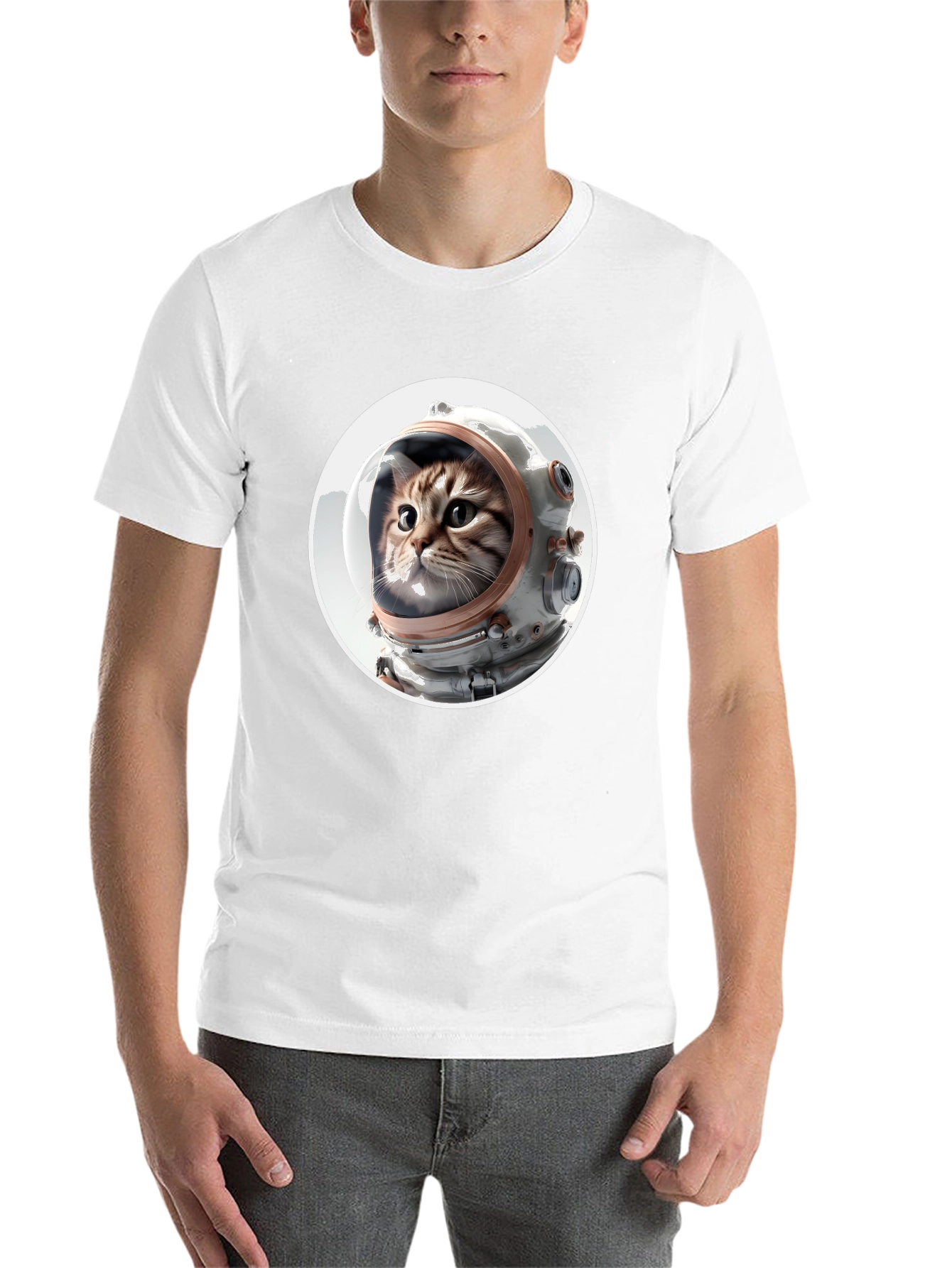 Black Astronaut Cat Graphic Tee - Unisex Black T-Shirt view 14