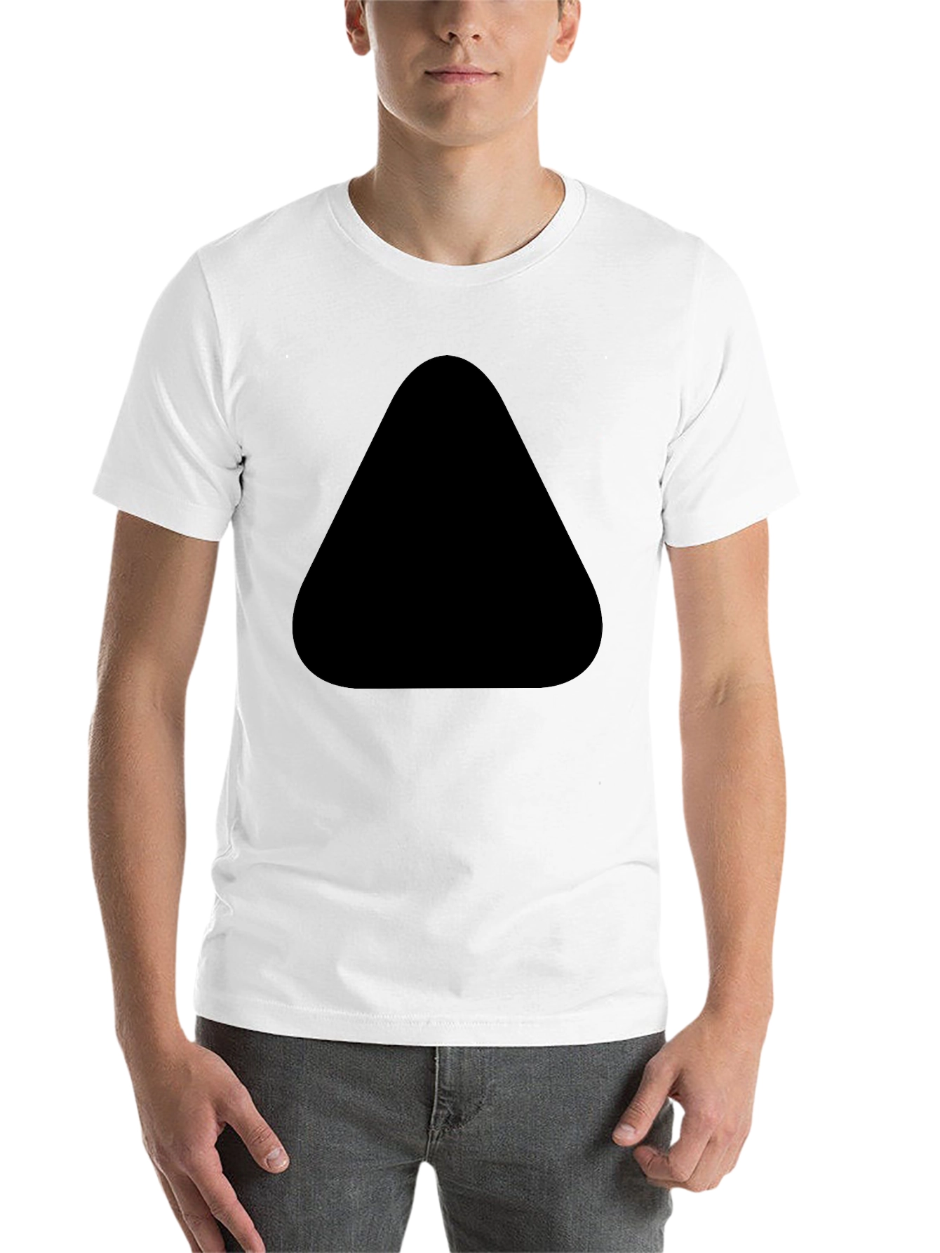 Black Men's Black Tee with Unique Front Design view 14