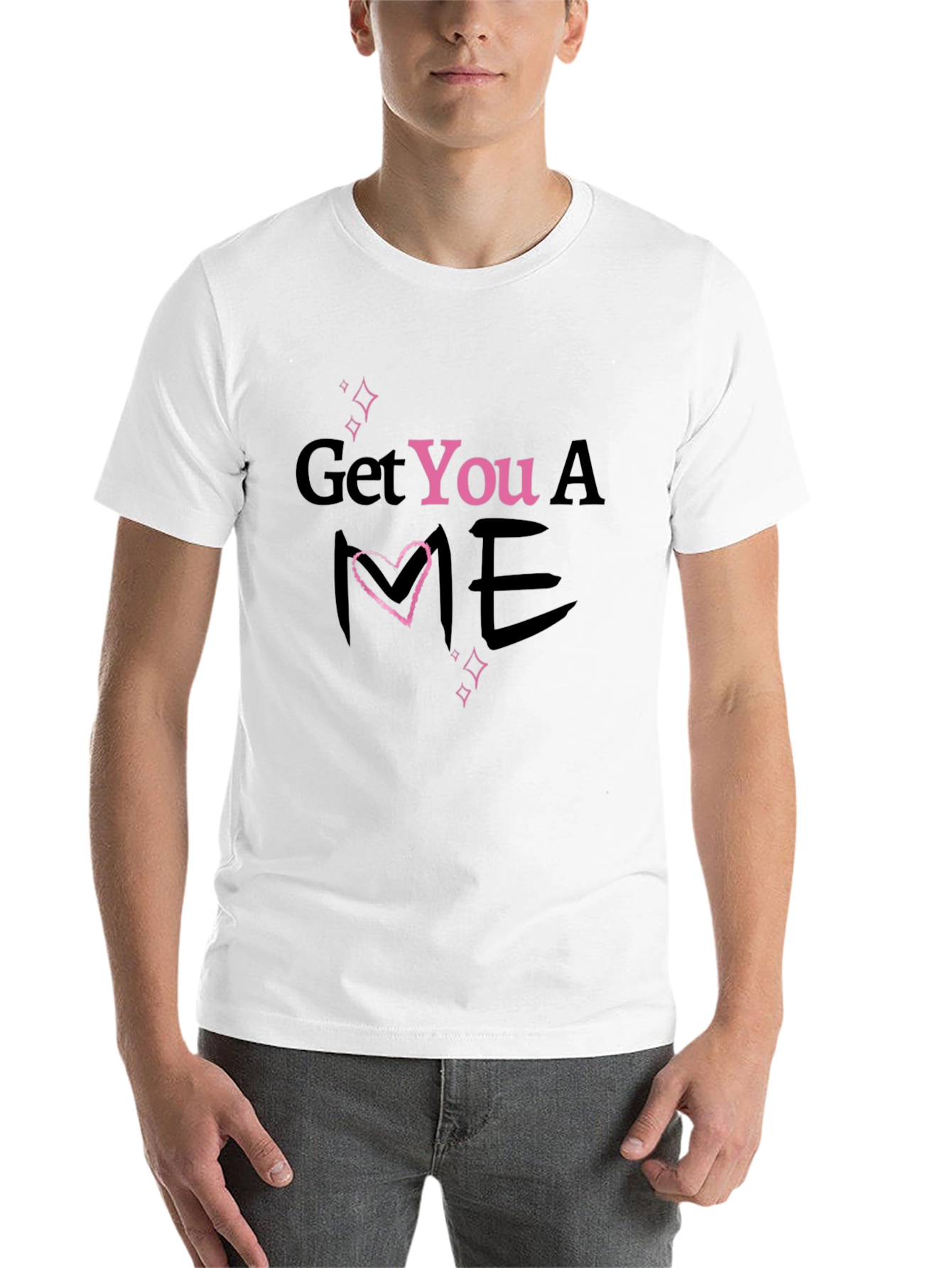Black Get You A Me Heart T-Shirt - Trendy Graphic Tee view 14