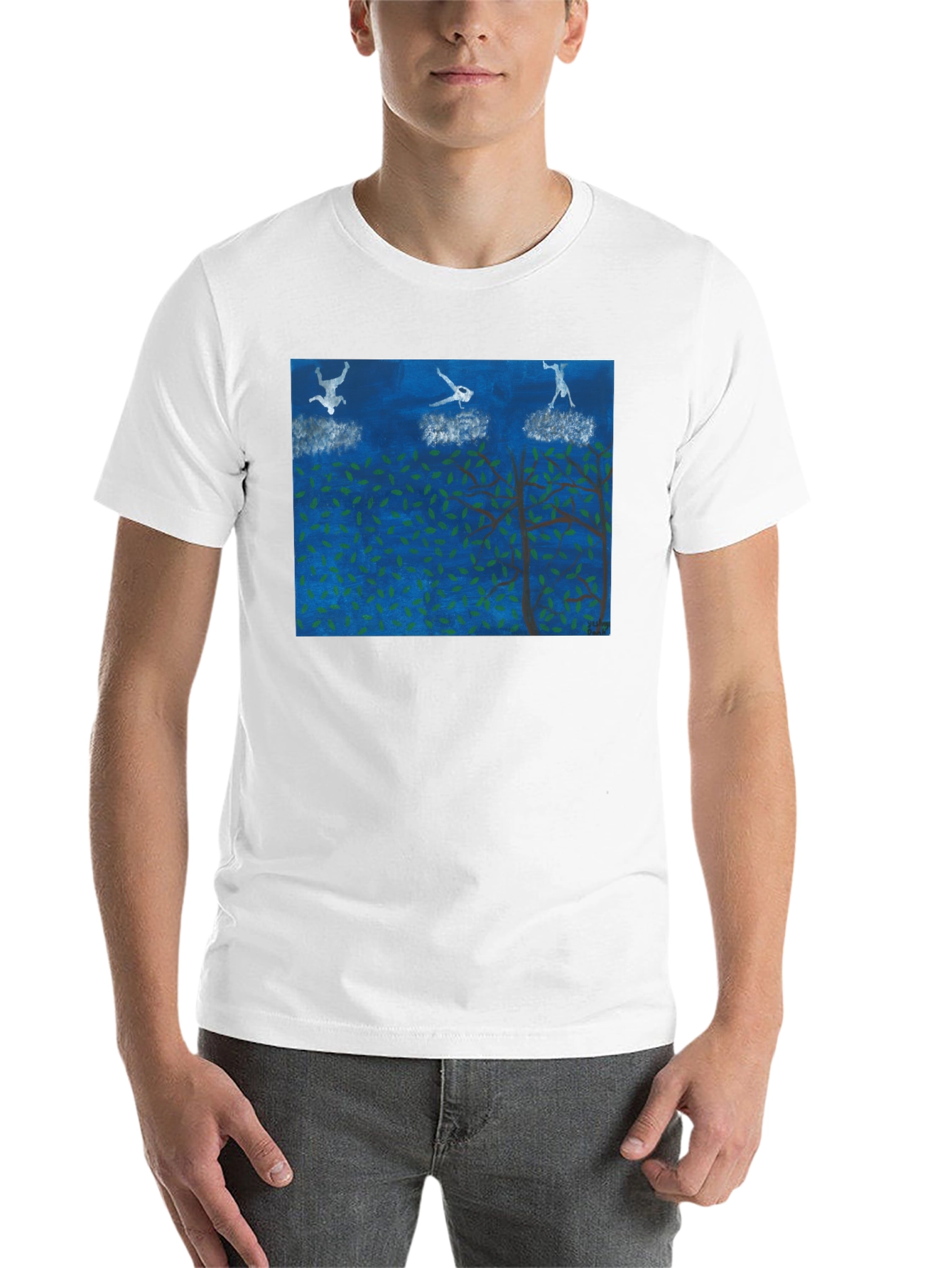 Black Surreal Skydiving Tee - Unique Art T-Shirt view 14