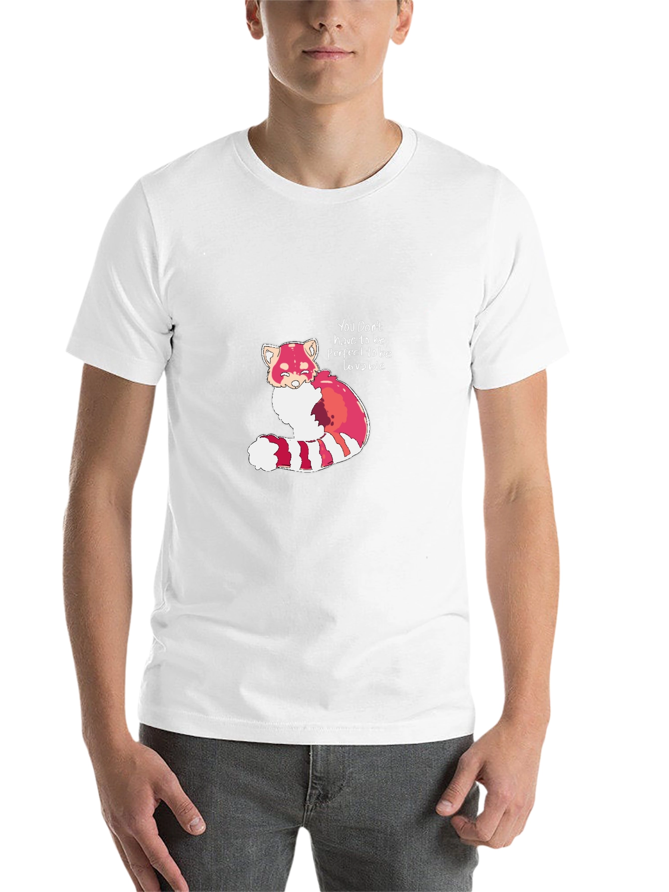Black Red Panda 'Lovable' Black T-Shirt view 14