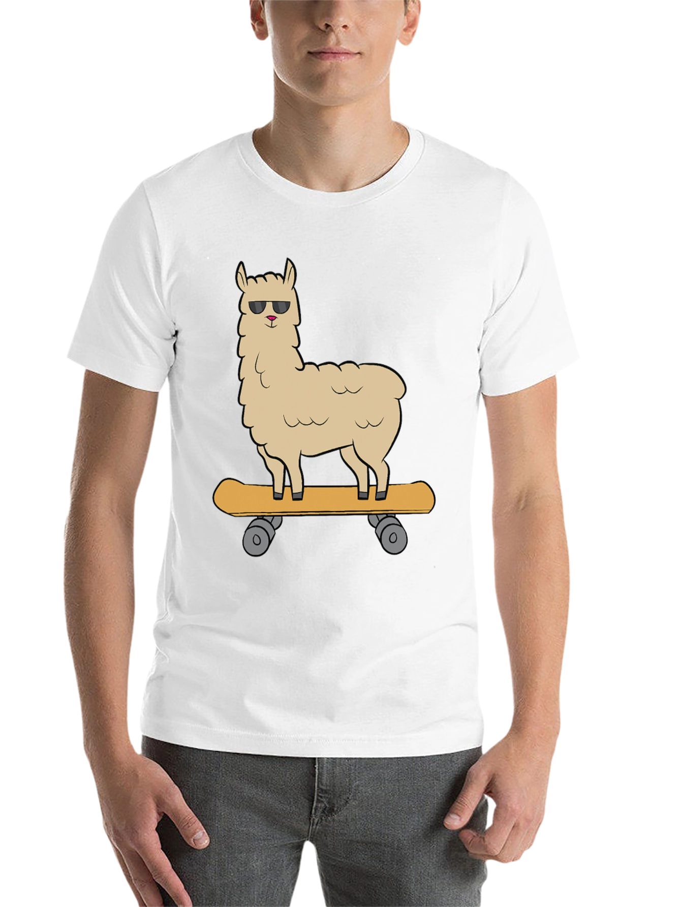 Black Cool Llama Skateboard Graphic Tee - Black view 14