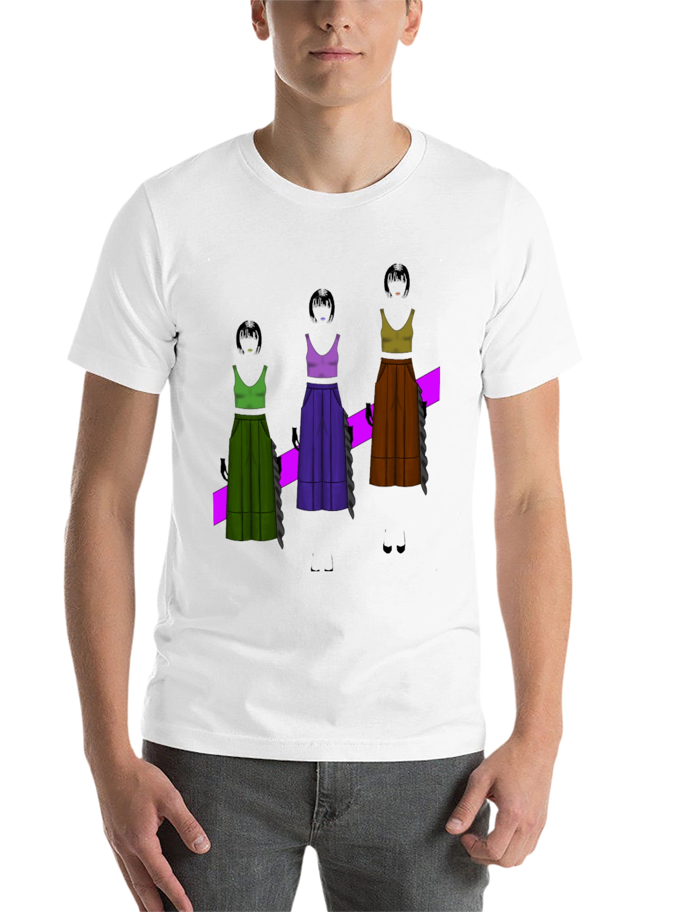 Black Unique Graphic T-Shirt - Fashion Illustration view 14