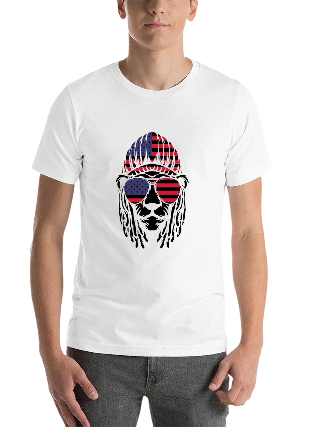 Black American Flag Bear T-Shirt view 14