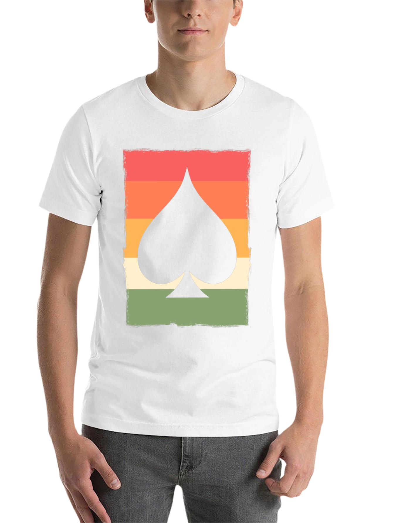 Black Retro Spade Card Graphic T-Shirt - Unisex view 14