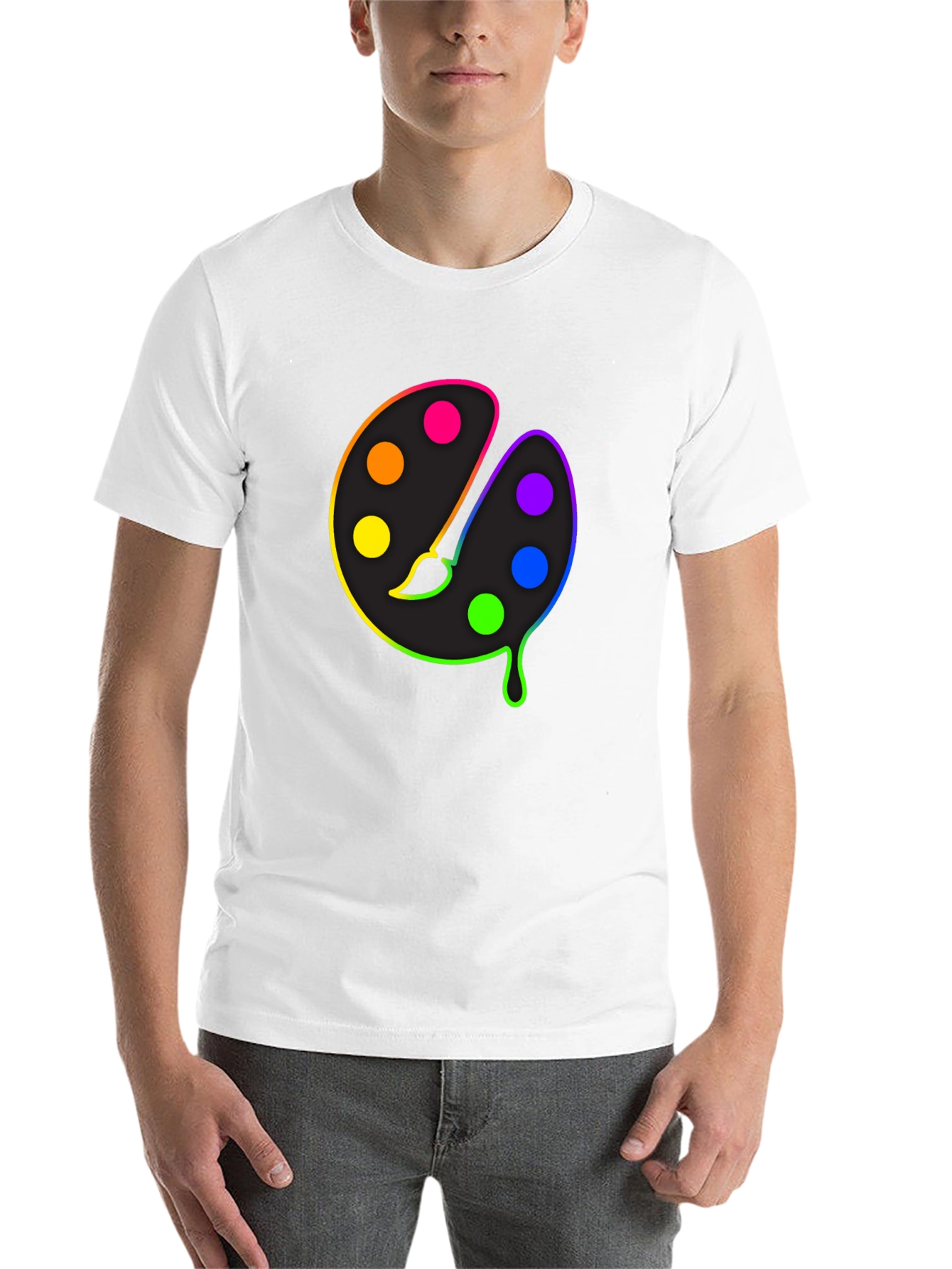 Black Rainbow Paint Palette Graphic Tee - Artist T-Shirt view 14