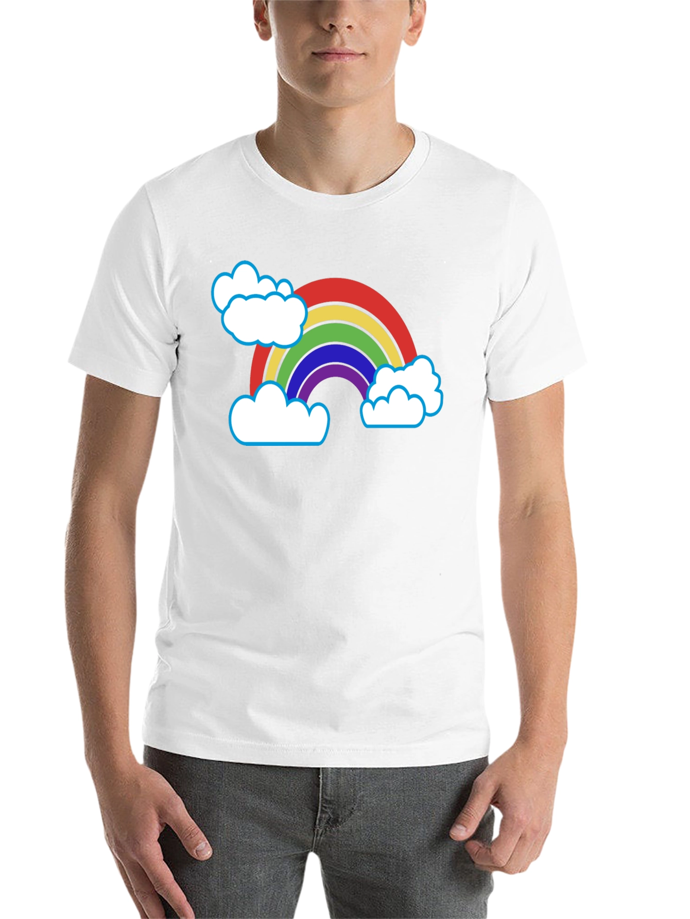 Black Rainbow & Clouds Graphic T-Shirt - Black Cotton Blend view 14