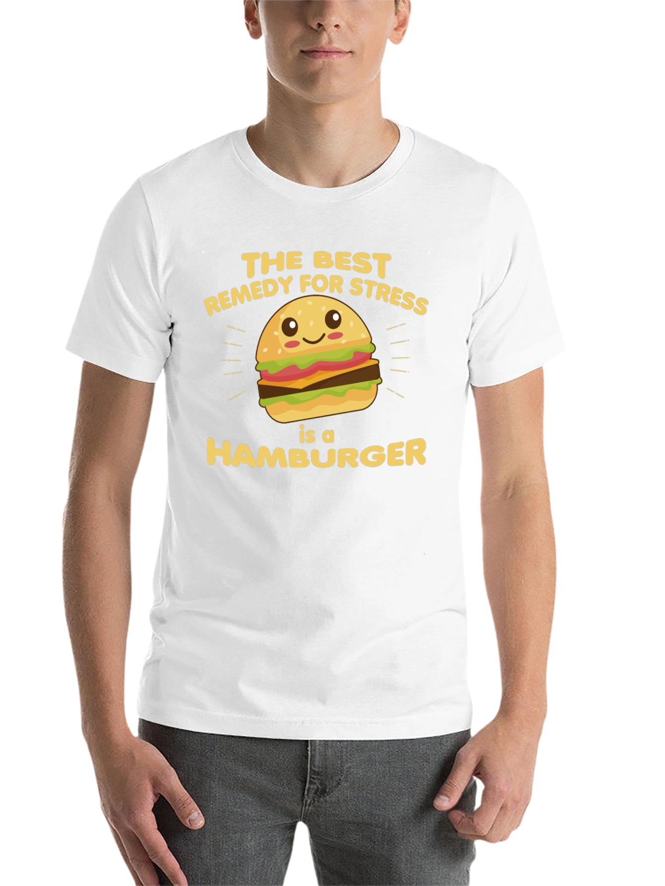 Black Hamburger Stress Relief T-Shirt view 14