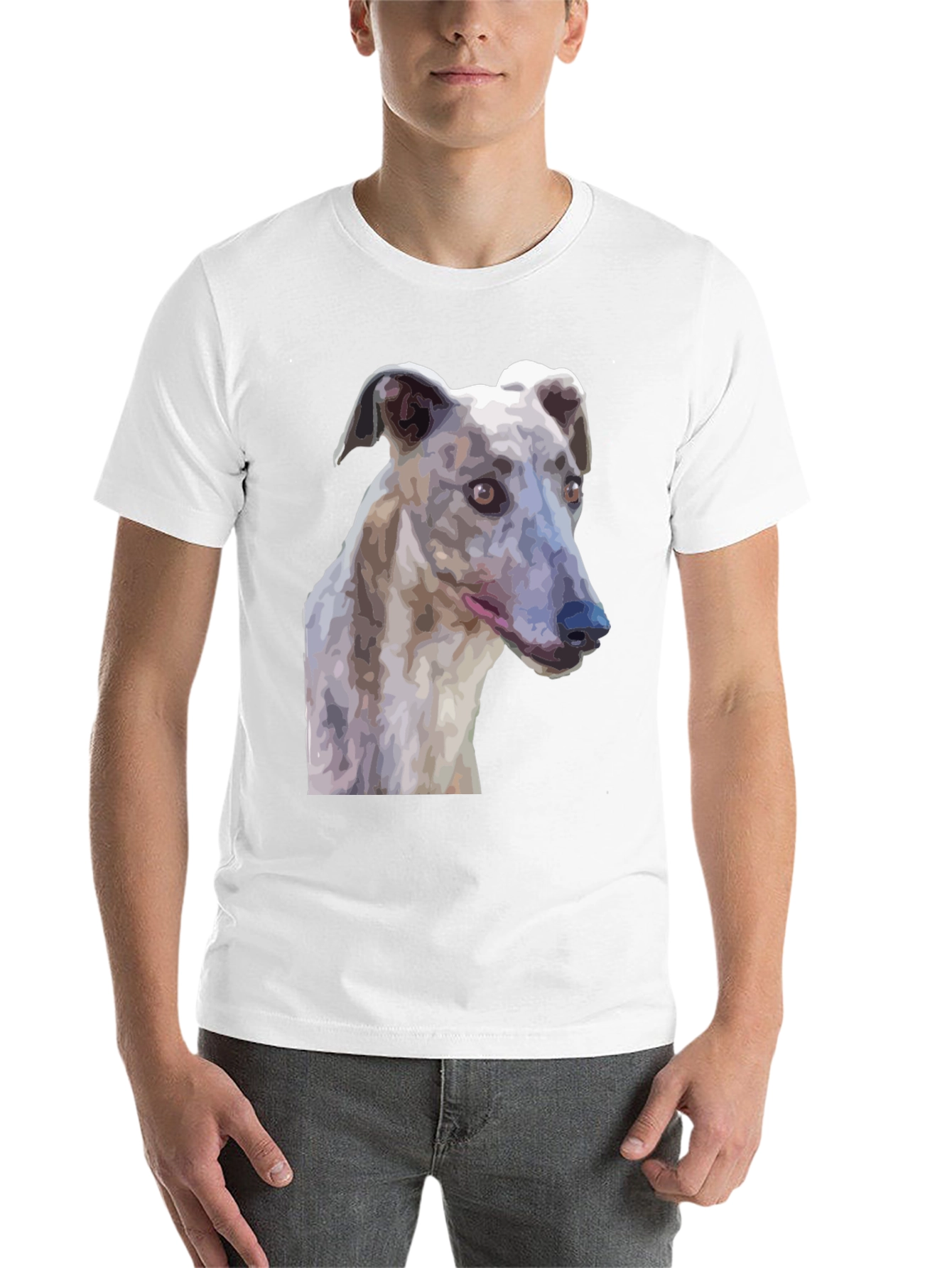 Black Greyhound Dog Graphic T-Shirt - Unisex Black Tee view 14