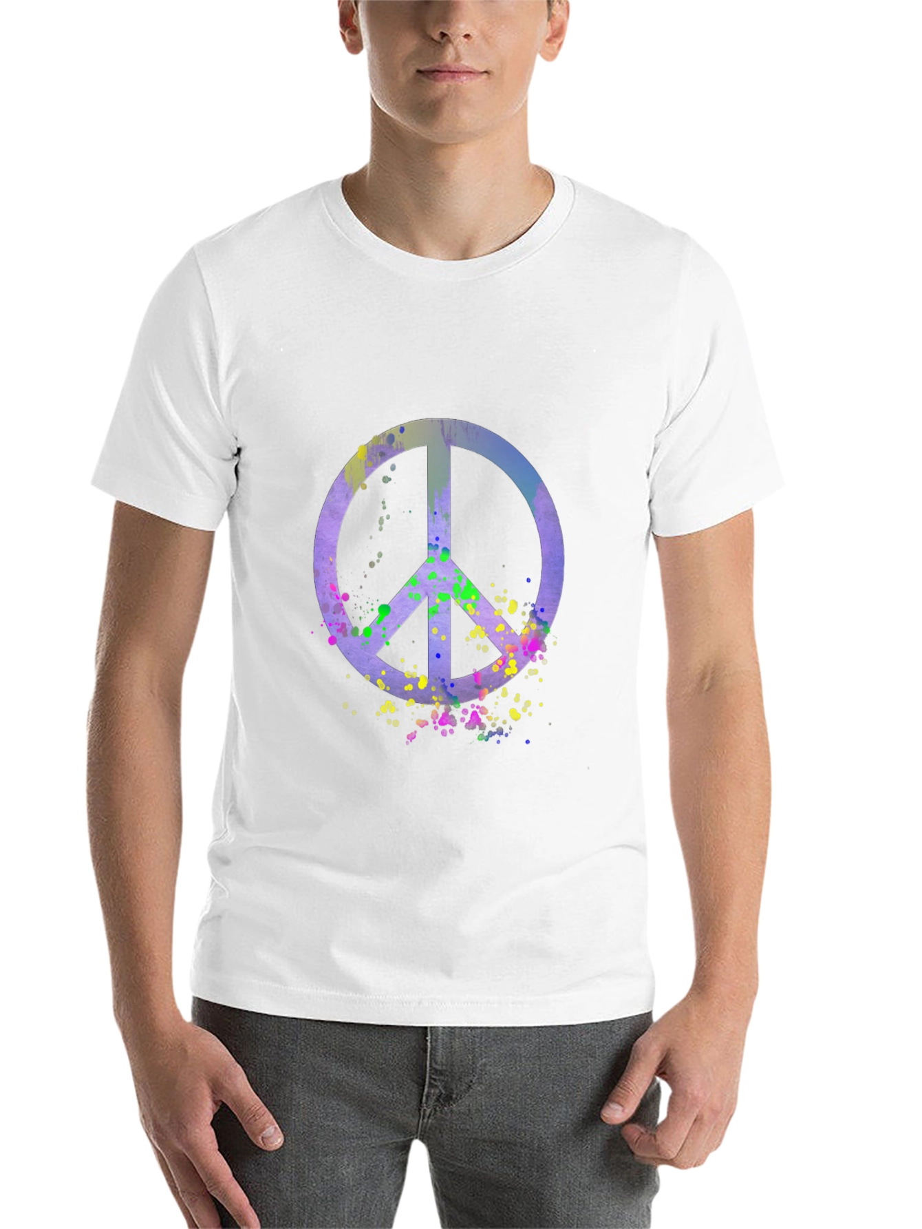Black Peace Sign Watercolor Graphic Tee - Black view 14