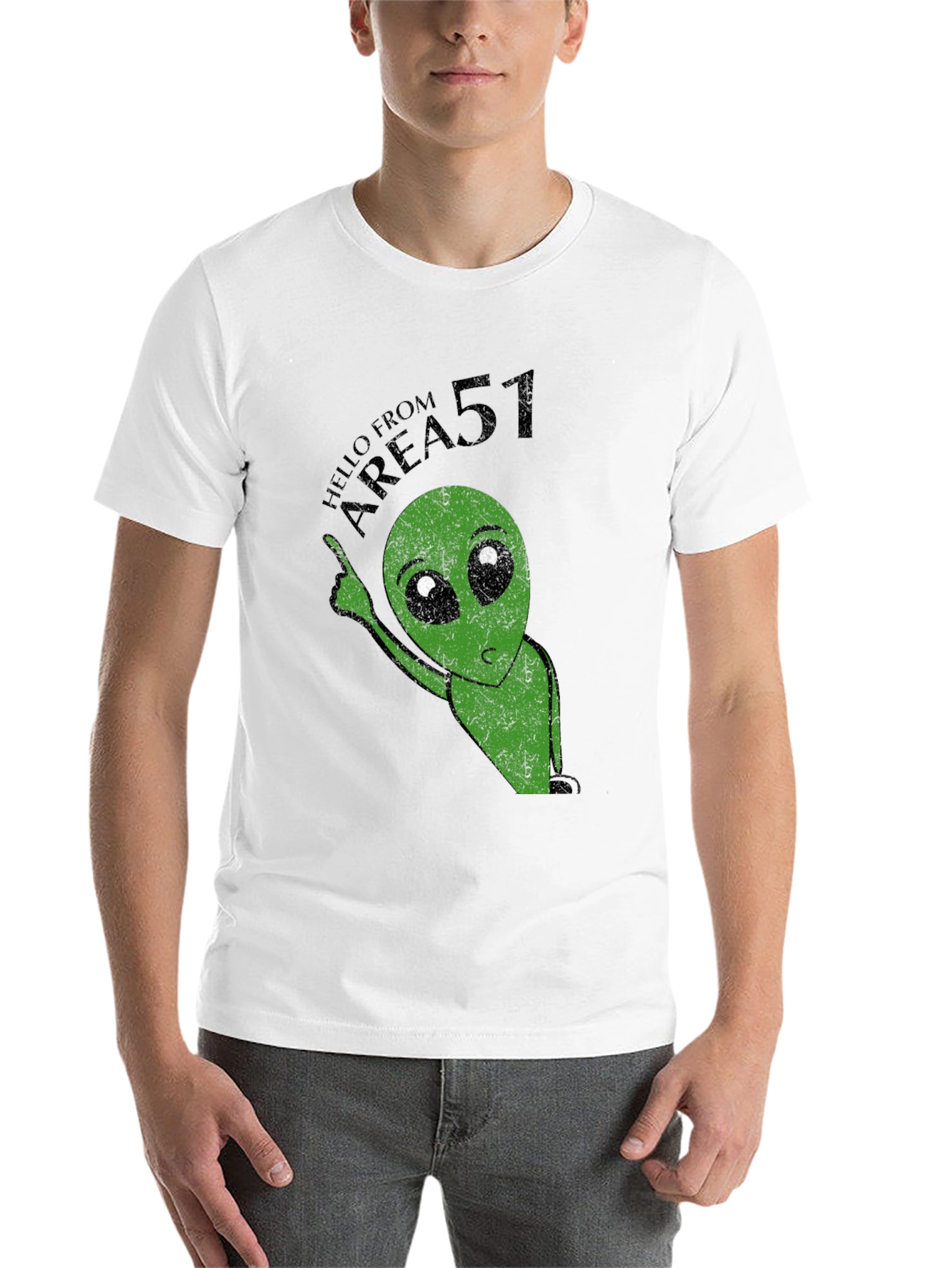 Black Area 51 Alien Graphic Print Black T-Shirt view 14