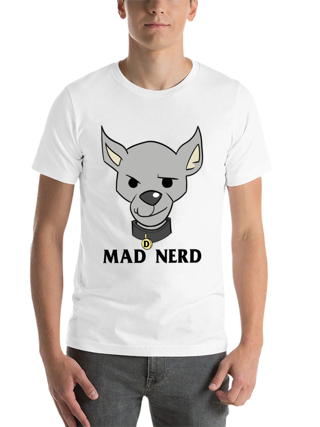 Black Mad Nerd Dog T-Shirt, Funny Geek Tee view 14
