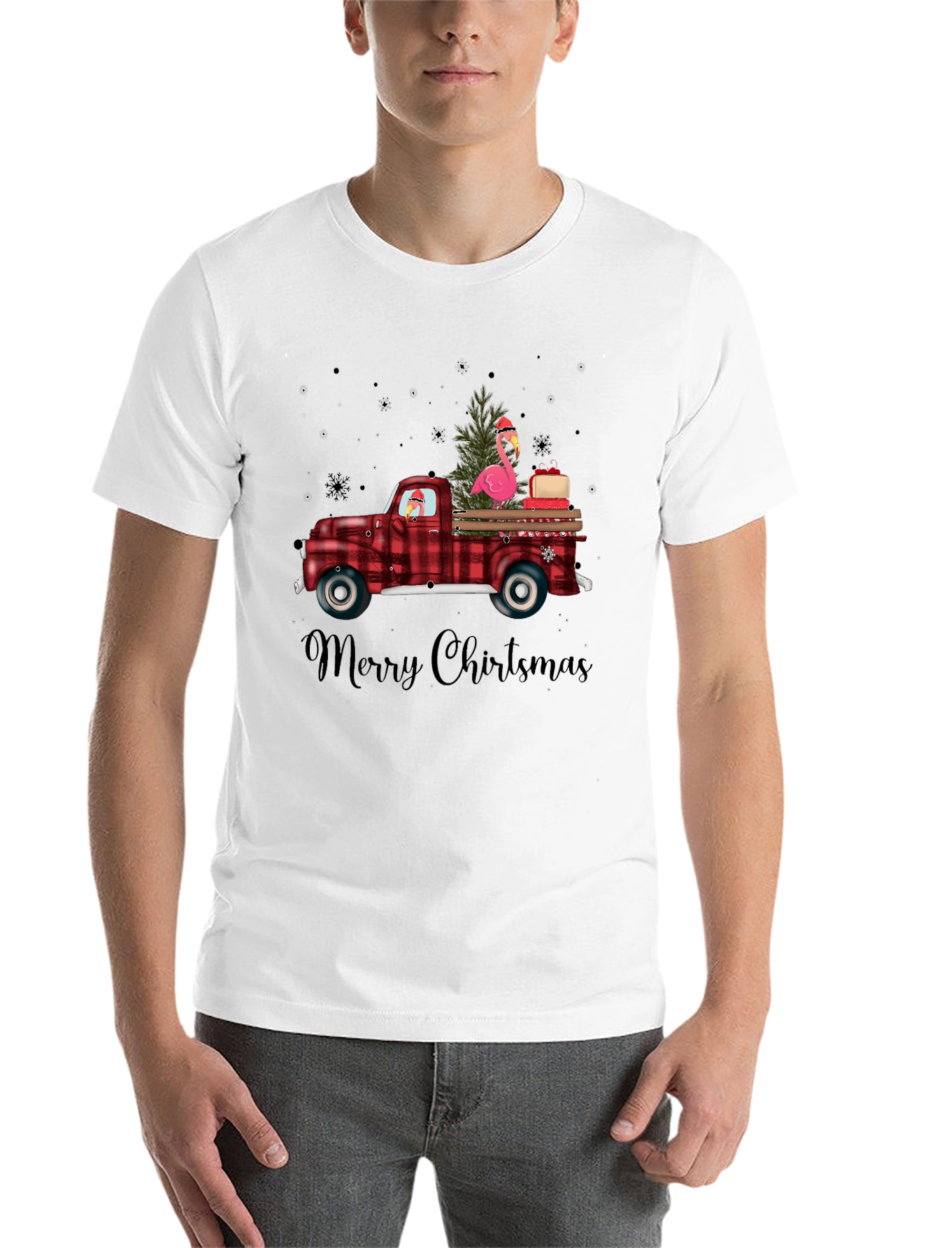 Black Christmas Flamingo Truck Tee view 14