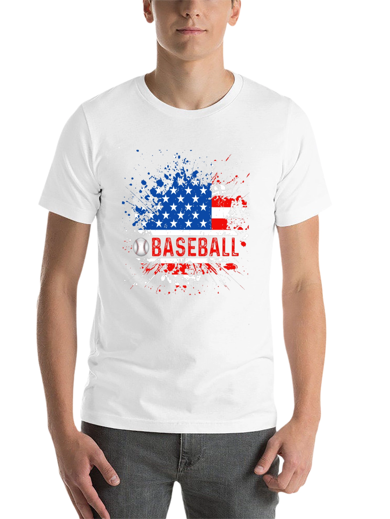 Black Baseball American Flag T-Shirt view 14