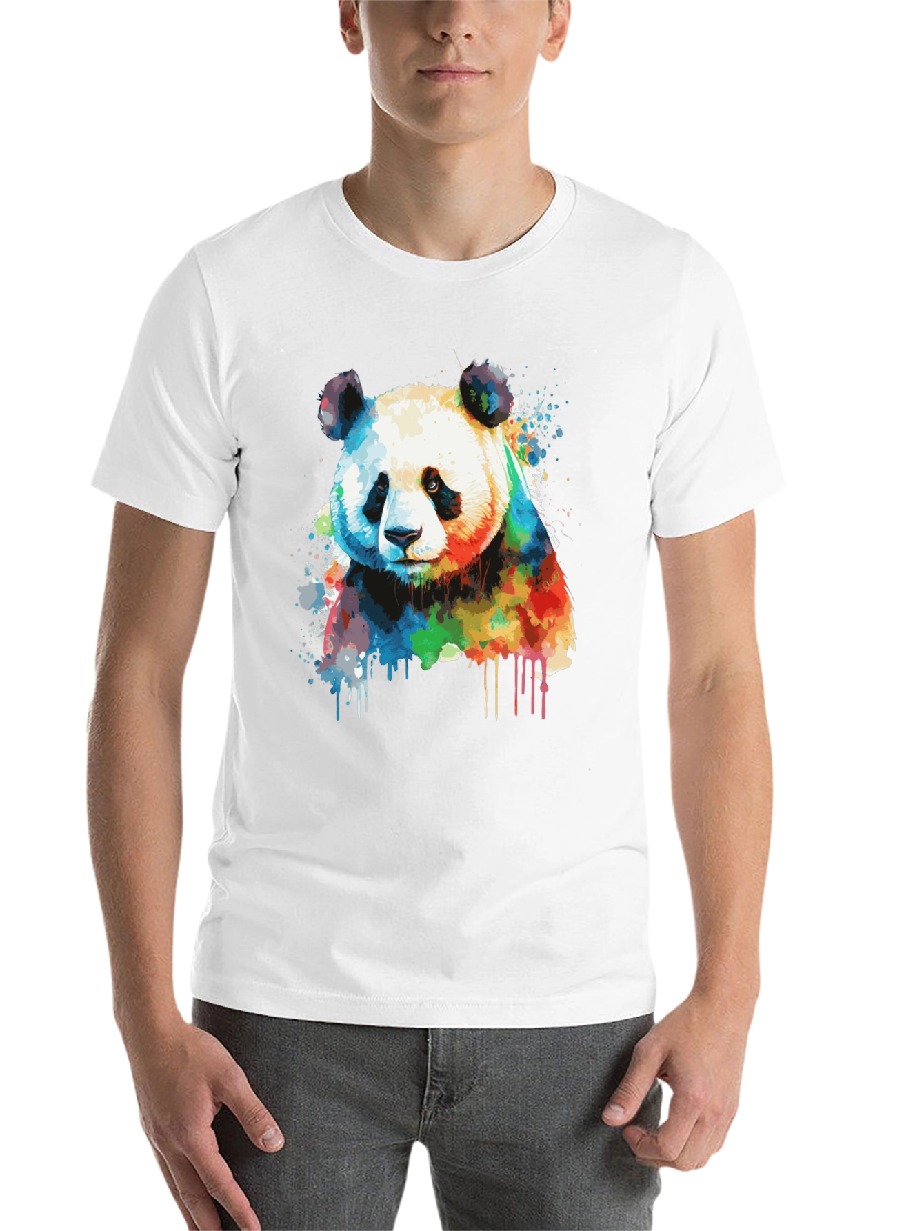 Black Watercolor Panda Bear T-Shirt - Unique Graphic Tee view 14