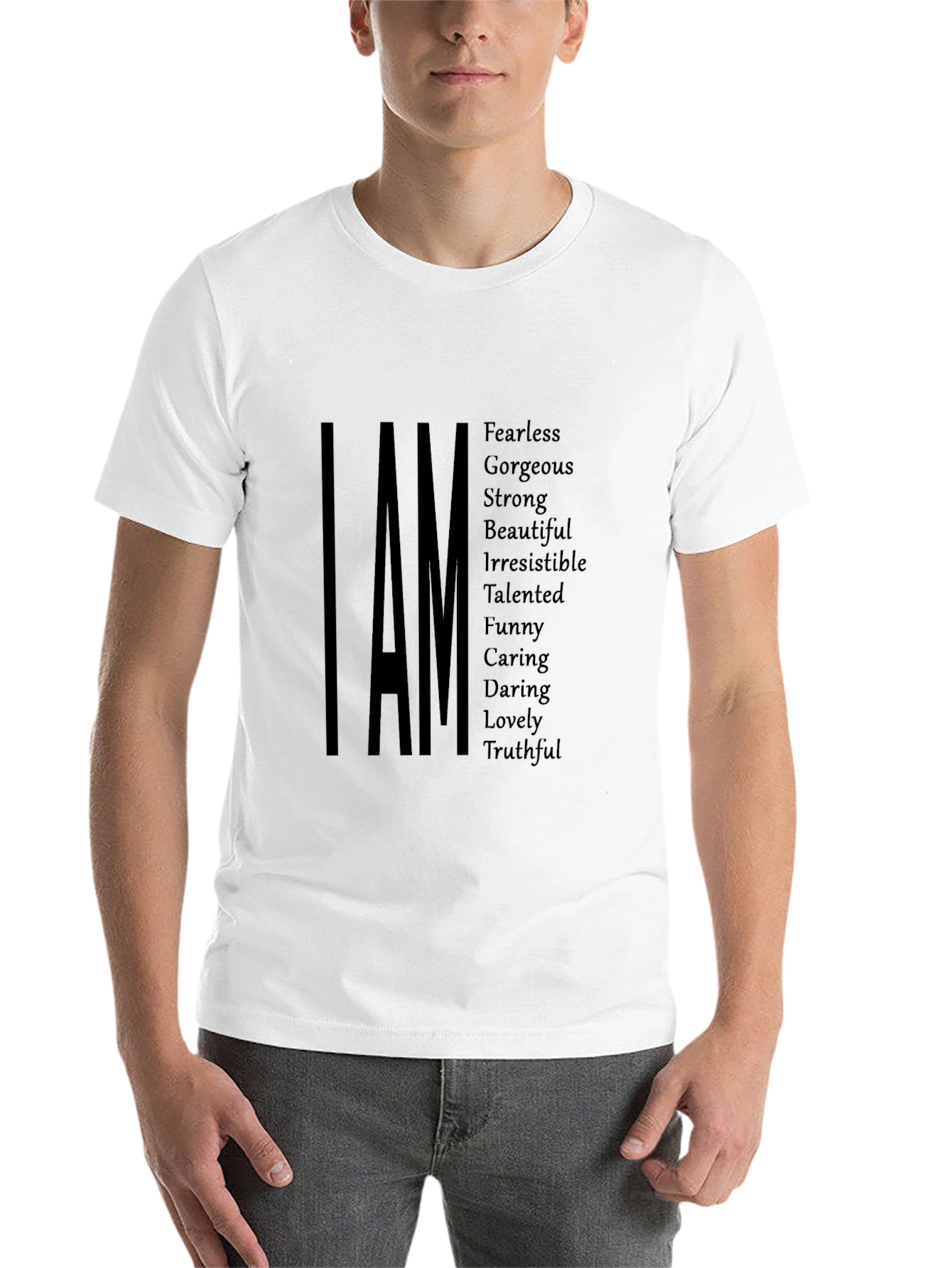 Black I AM Positive Affirmation T-Shirt - Black view 14