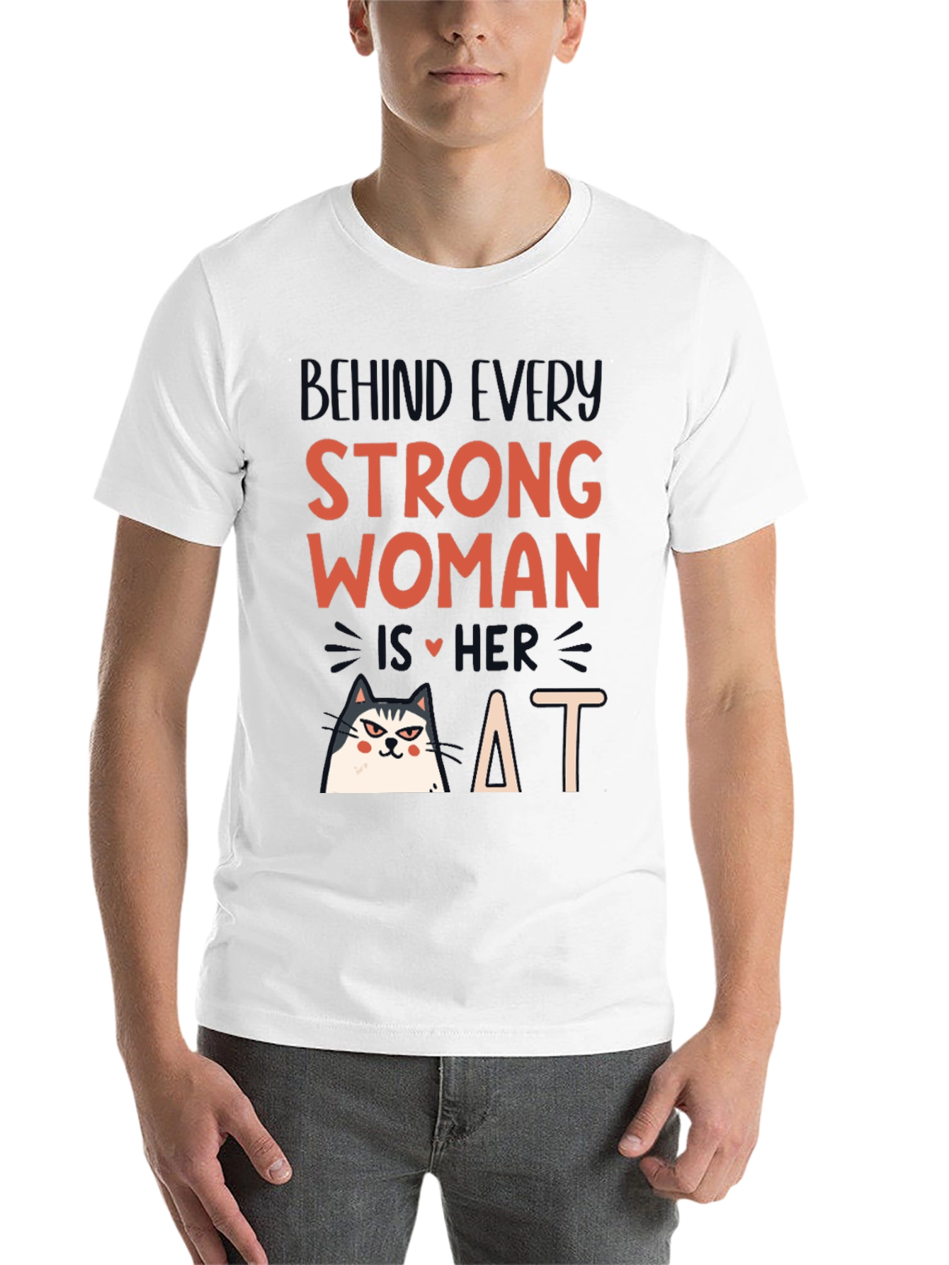 Black Strong Woman Cat T-Shirt view 14