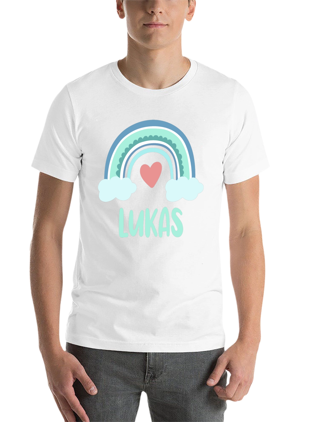Black Lukas Rainbow Heart Custom T-Shirt view 14