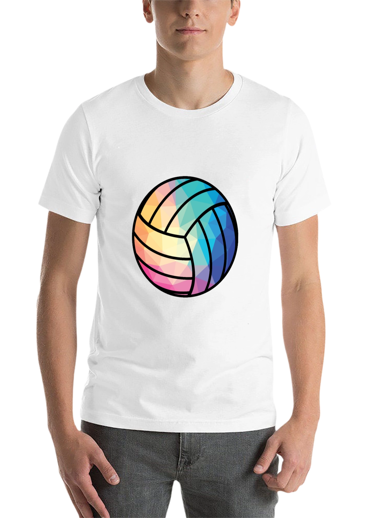 Black Geometric Volleyball Graphic Tee - Black view 14