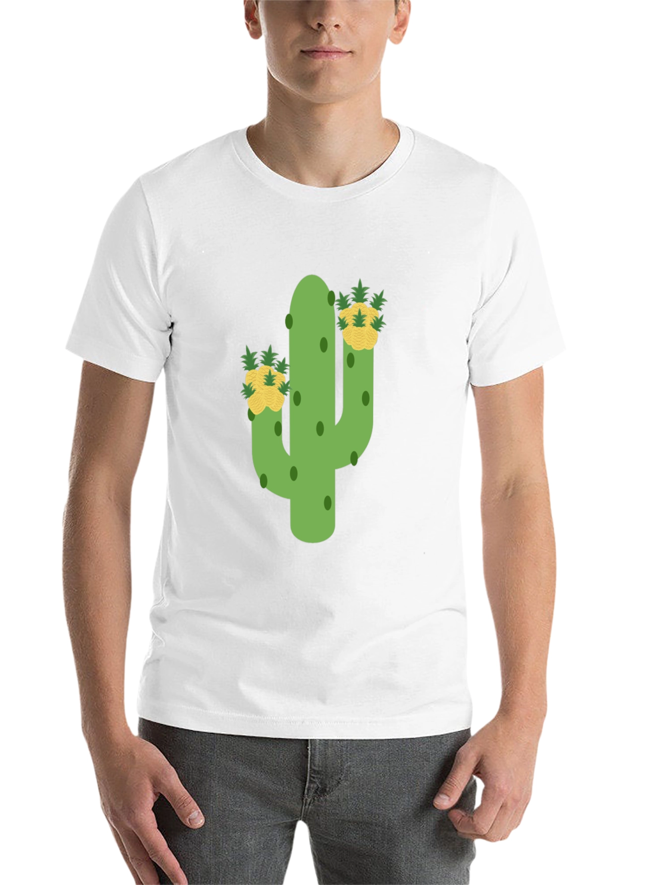 Black Cactus & Pineapple Tee - Whimsical Graphic Print view 14