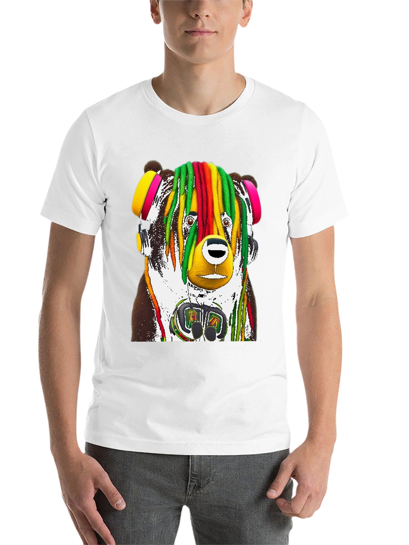 Black Rasta Bear Graphic Tee - Unique Design view 14