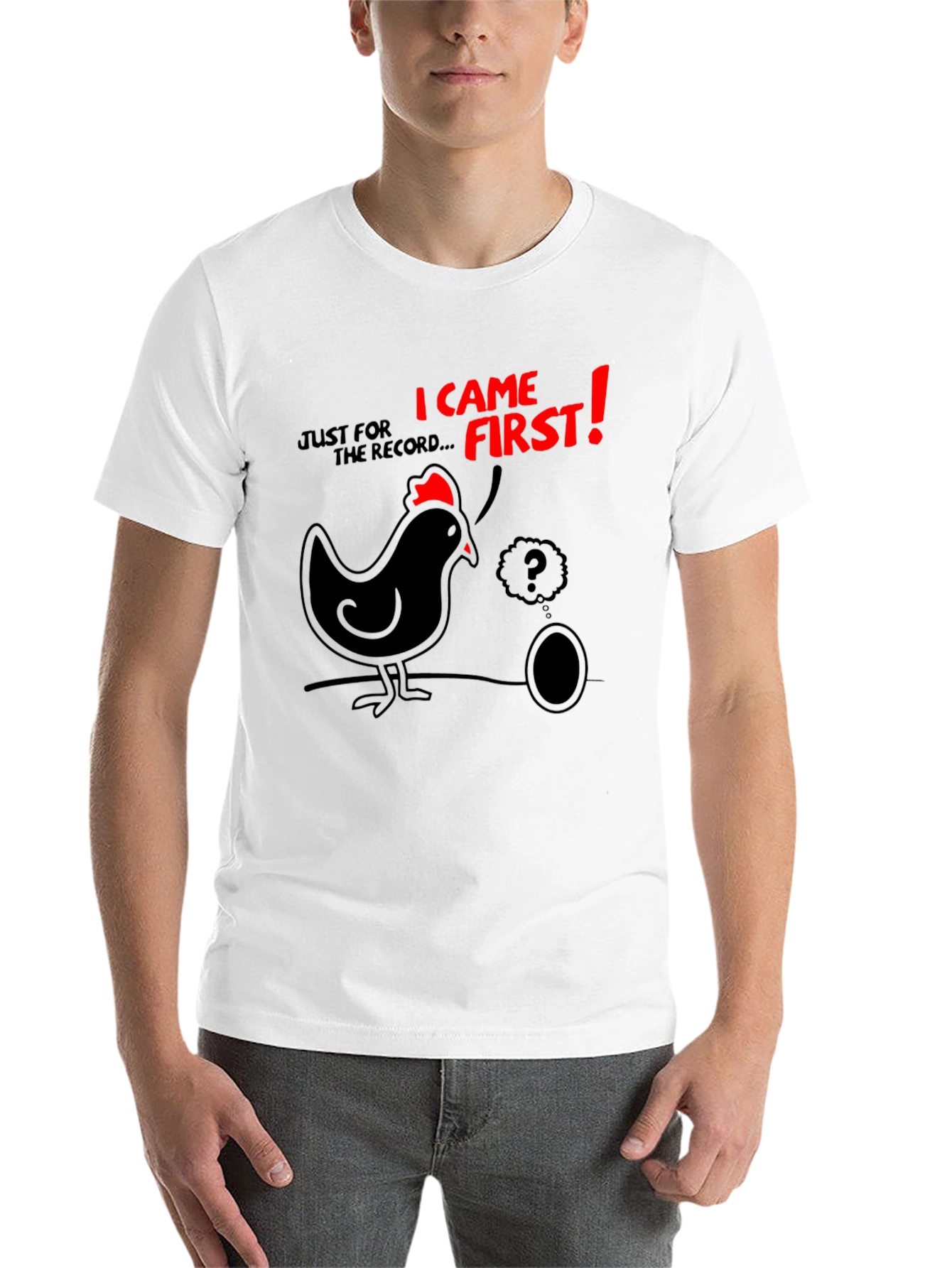 Black Funny Chicken & Egg T-Shirt - Who Came First? view 14