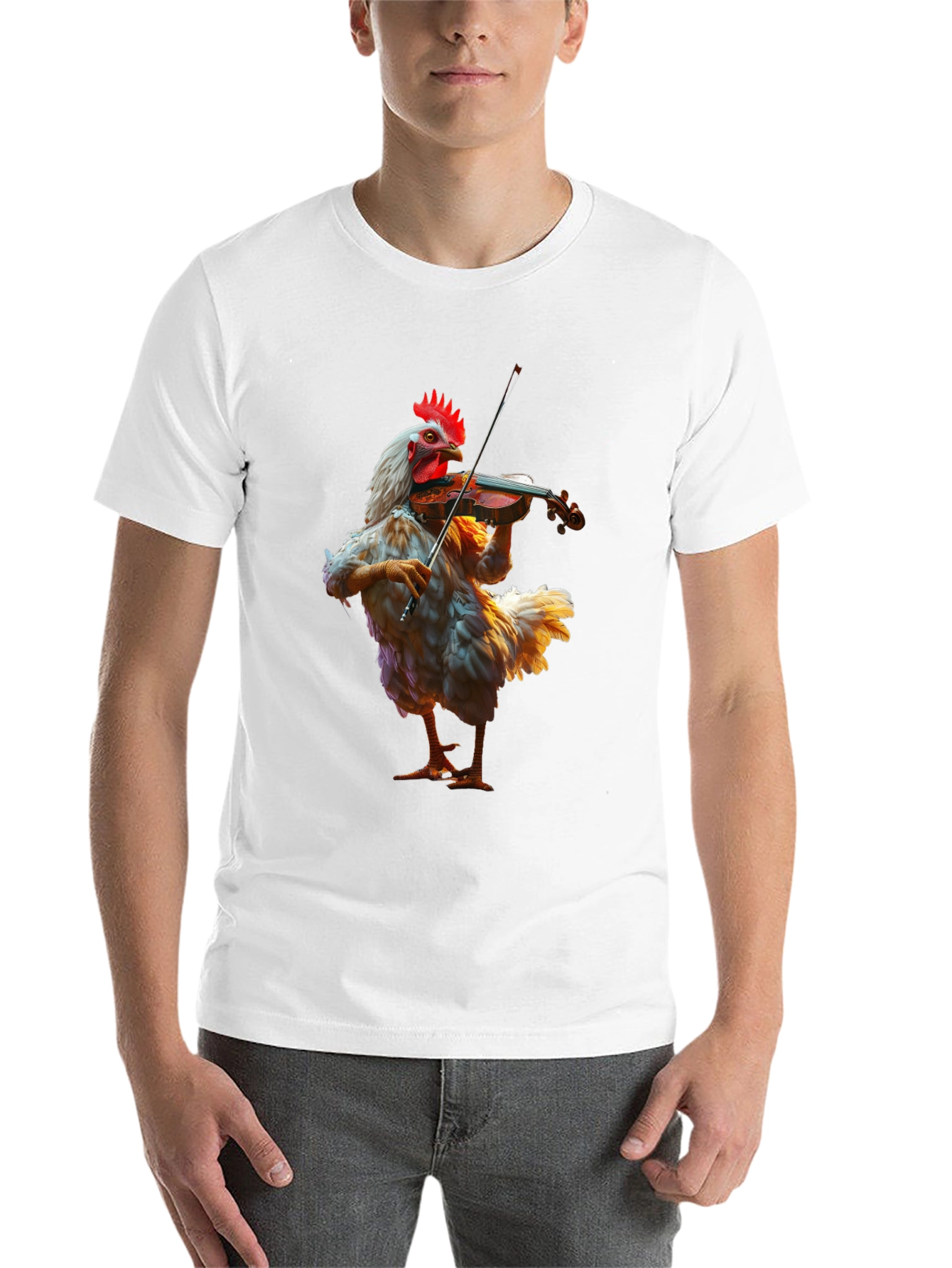 Black Chicken Playing Violin T-Shirt view 14