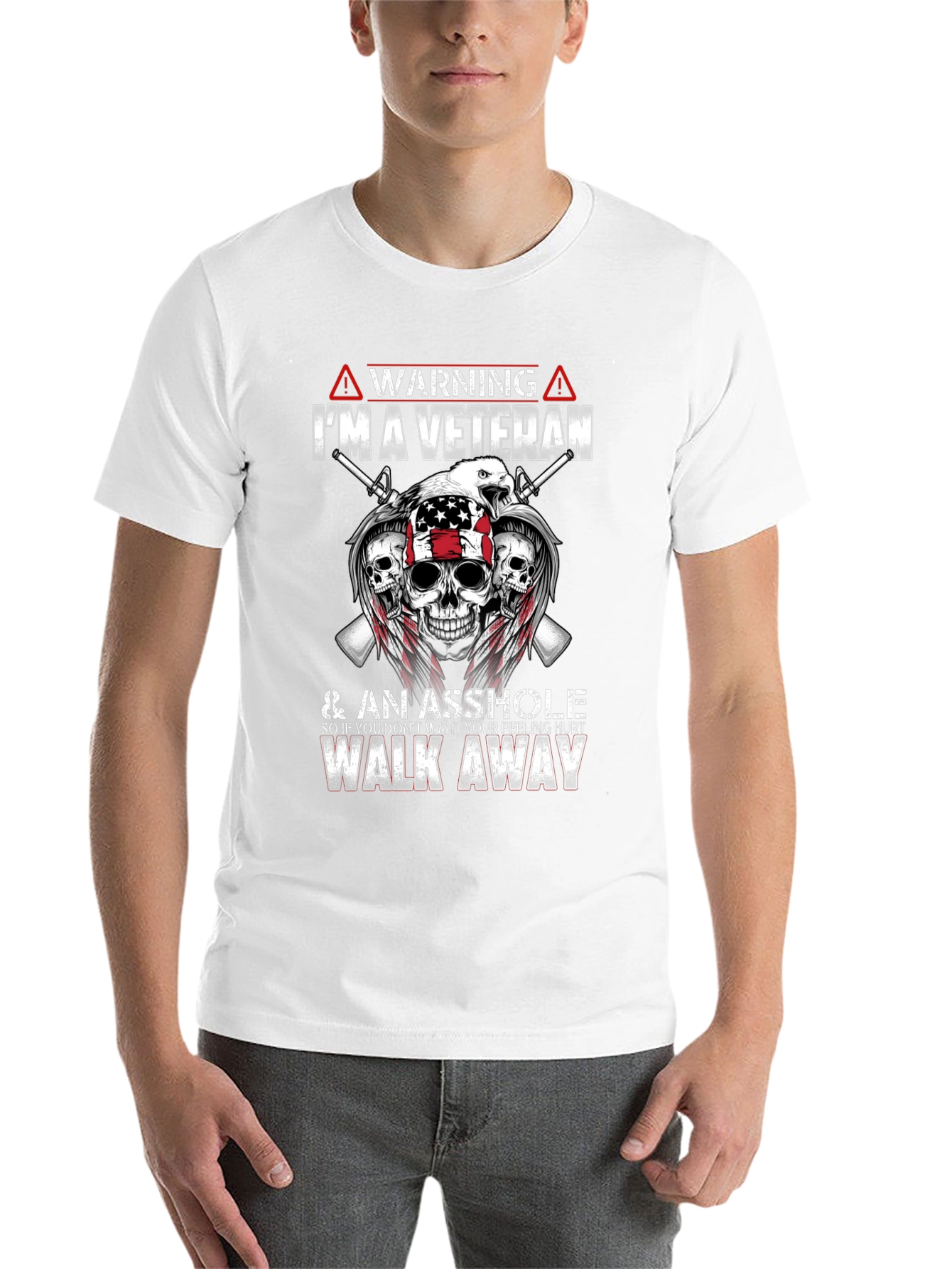 Black Warning Veteran Graphic Tee - Black view 14