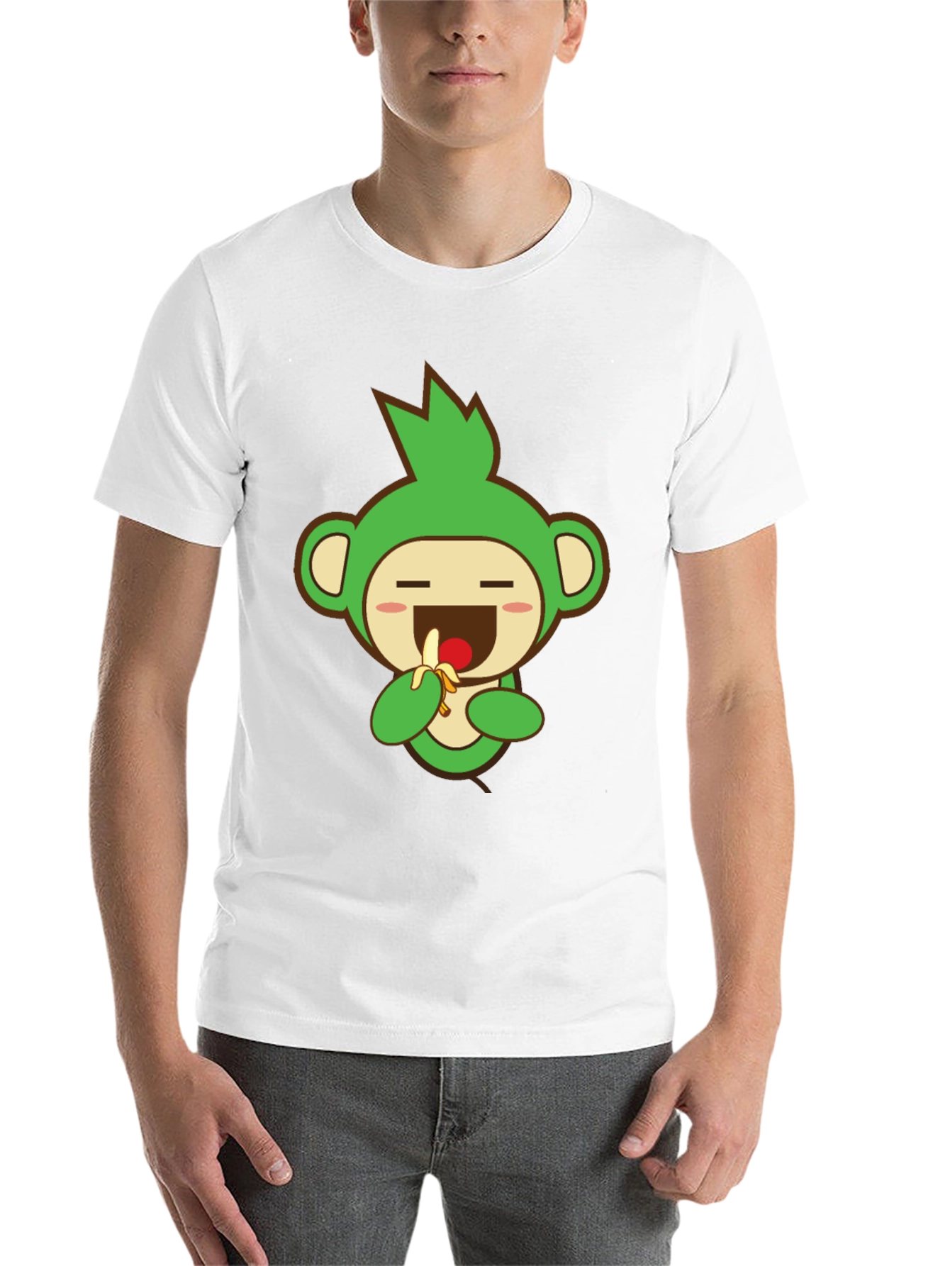 Black Cute Monkey Graphic Tee - Black Cotton Blend view 14