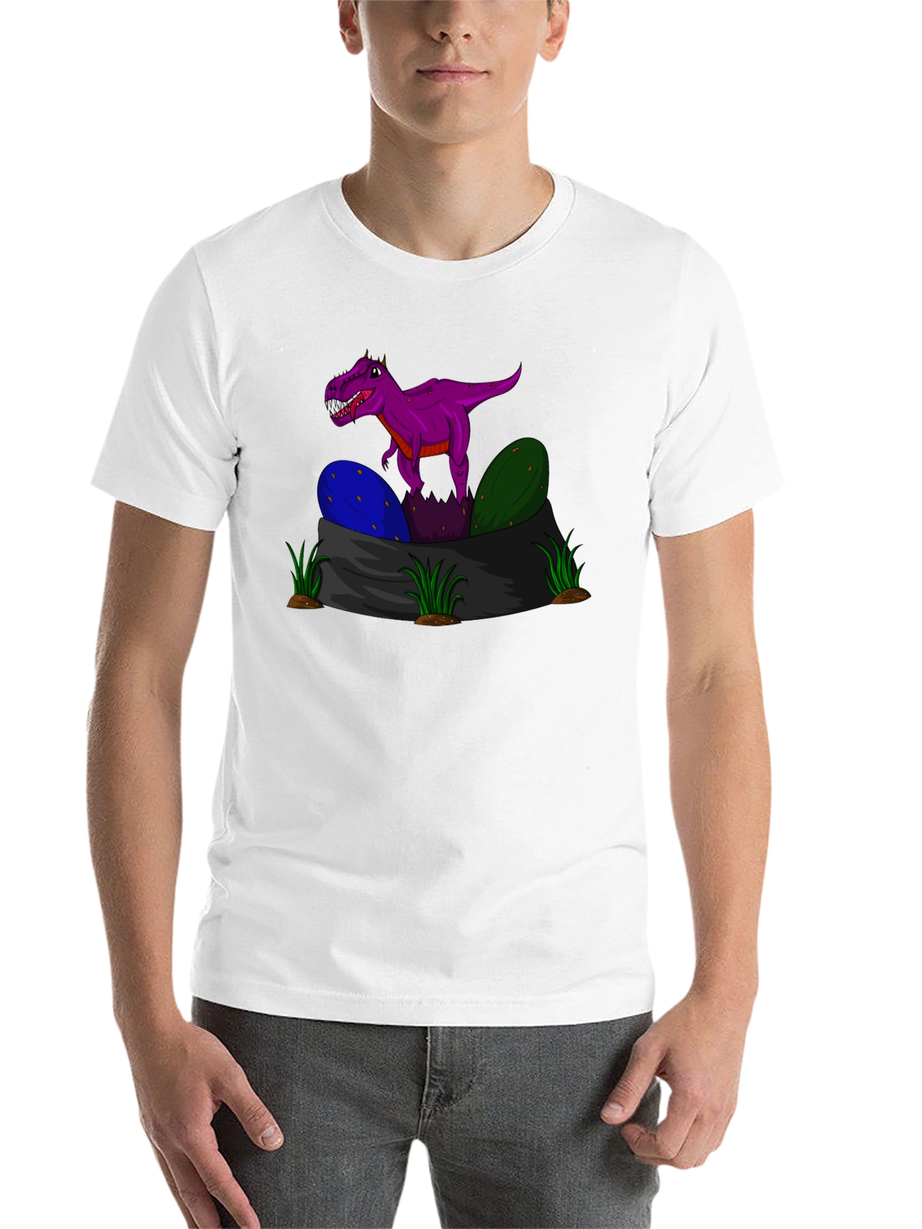 Black Dino Hatchling T-Shirt - Purple Rex Graphic Tee view 14