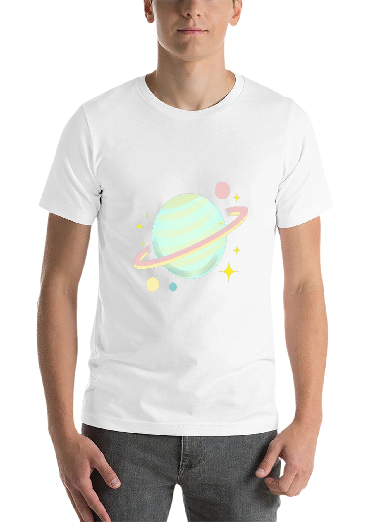 Black Planet & Stars Graphic Tee - Soft Cotton Blend view 14